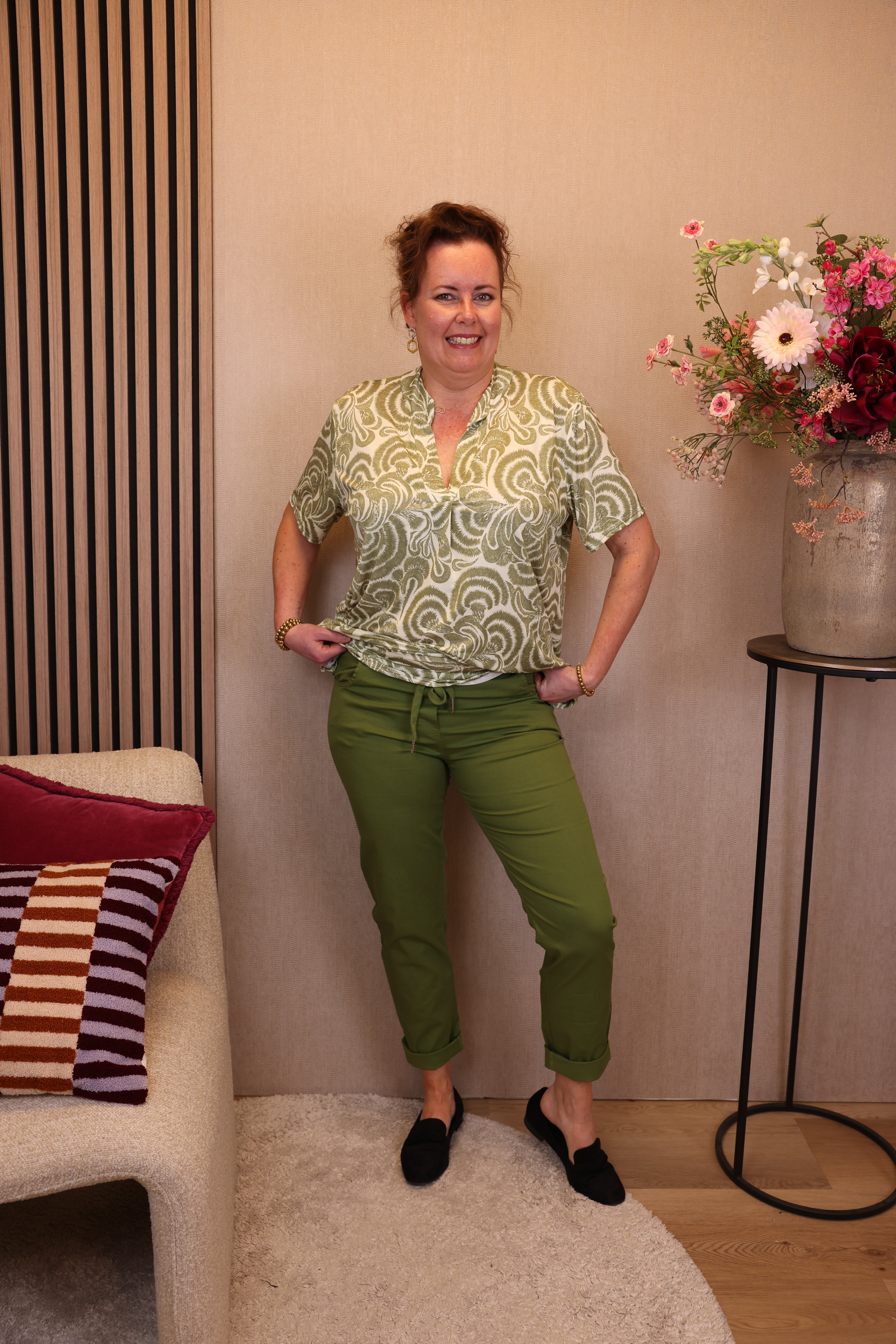 Tessa | Stretch broek groen