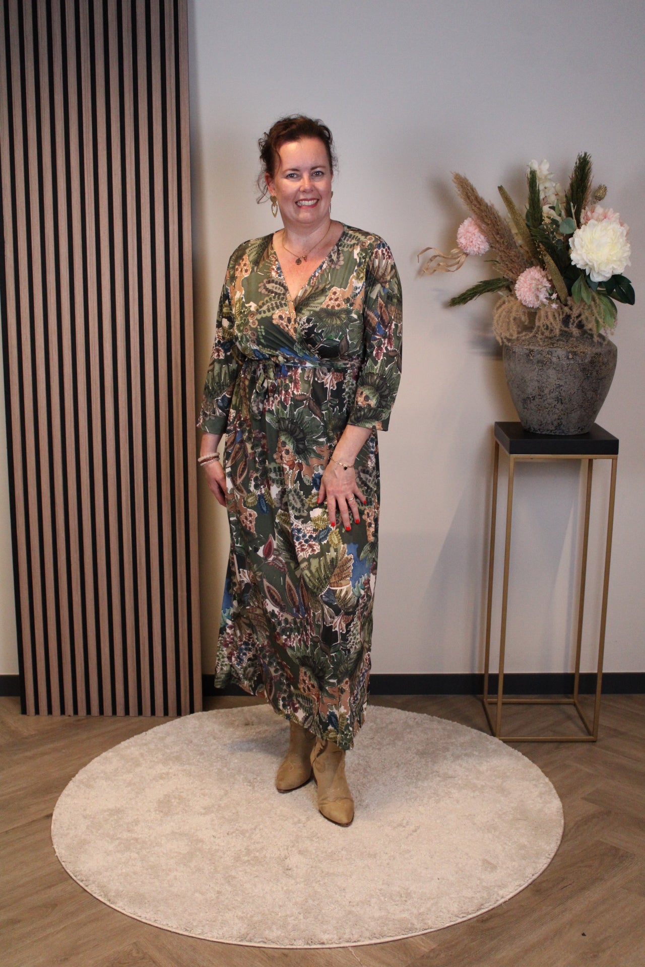 Christa | Jurk groen lange mouw 46 t/m 50