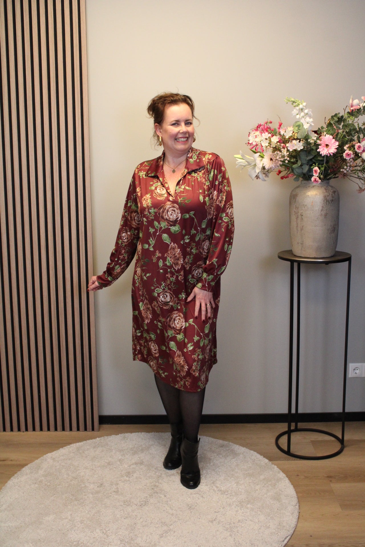 Hanneke | Jurk roze met kraagje 38 t/m 46