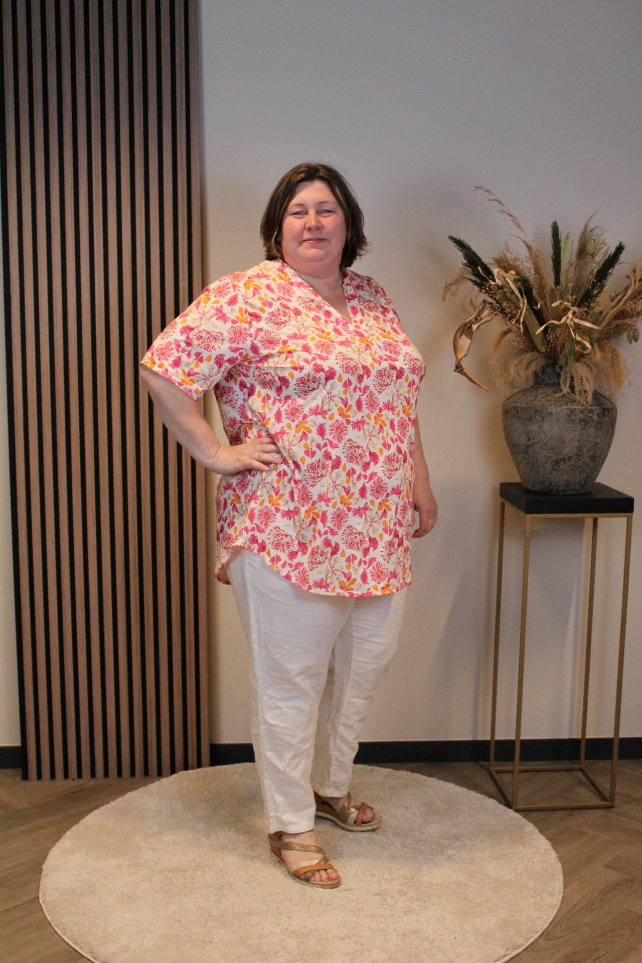 Emily | Blouse roze korte mouw 52 t/m 58