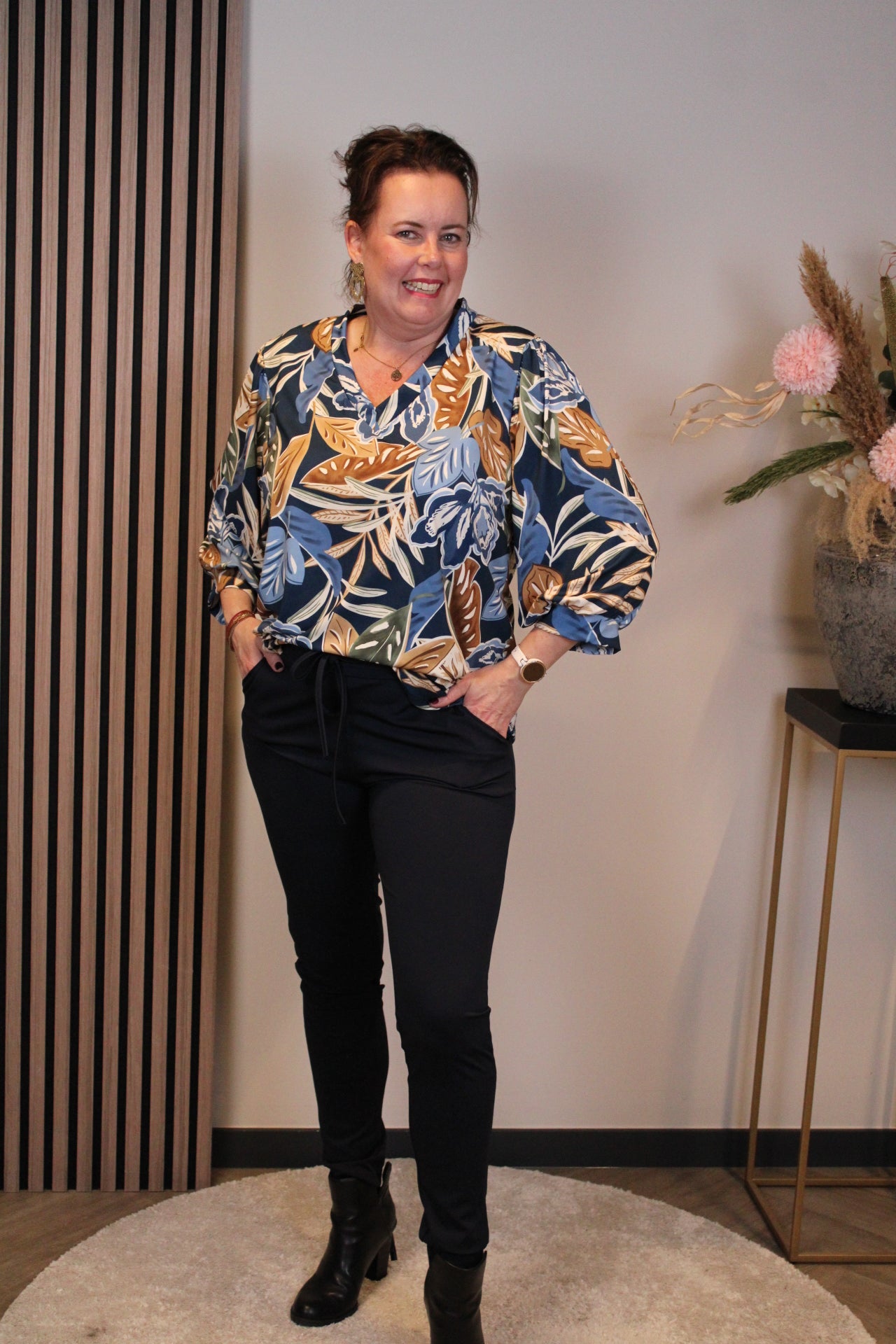 Nola | Top blauw 3/4-mouw 46 t/m 50