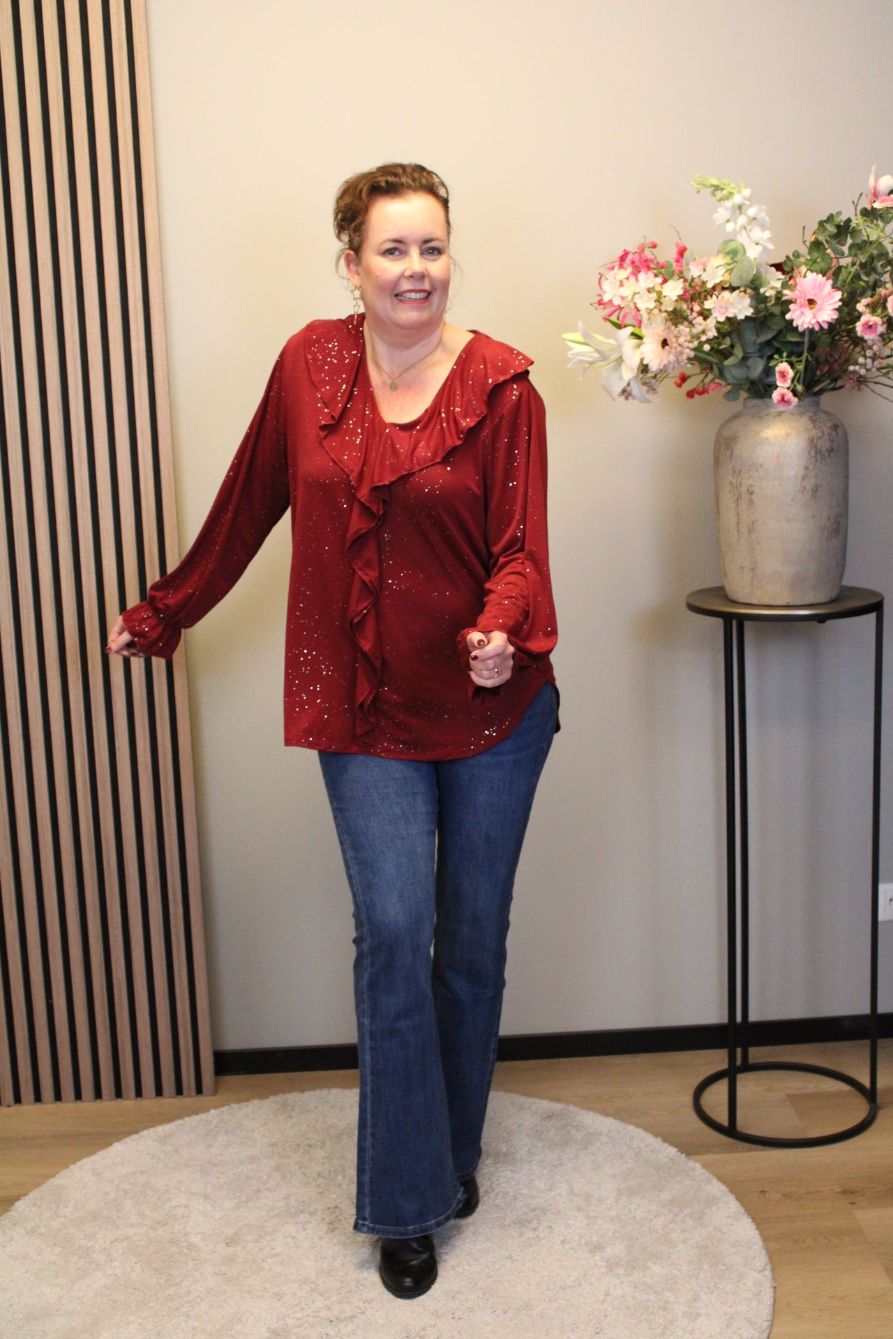 Sabine glitter | Blouse bordeaux 38 t/m 48