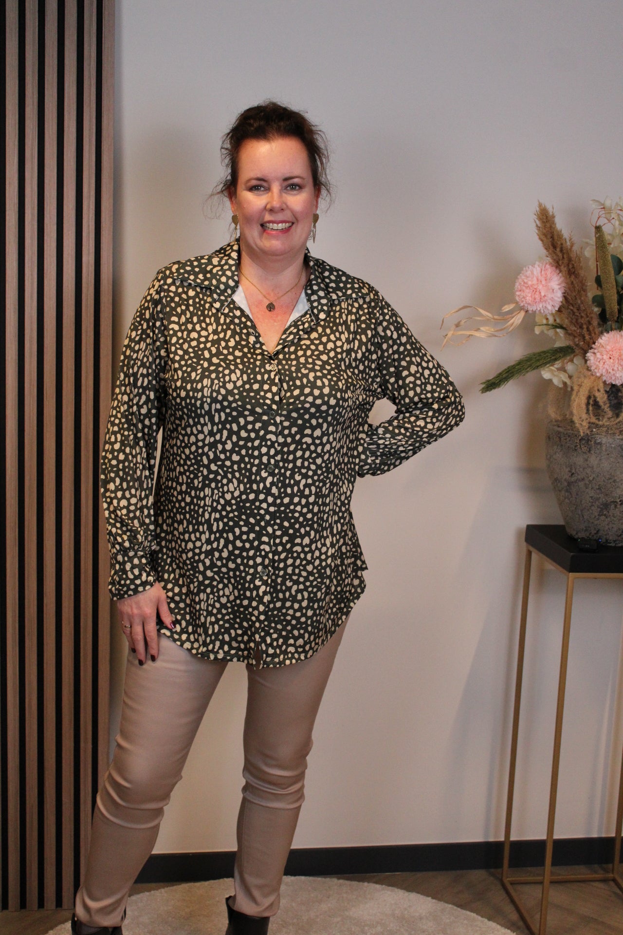 Diede | Blouse met knoopjes groen 48 t/m 52