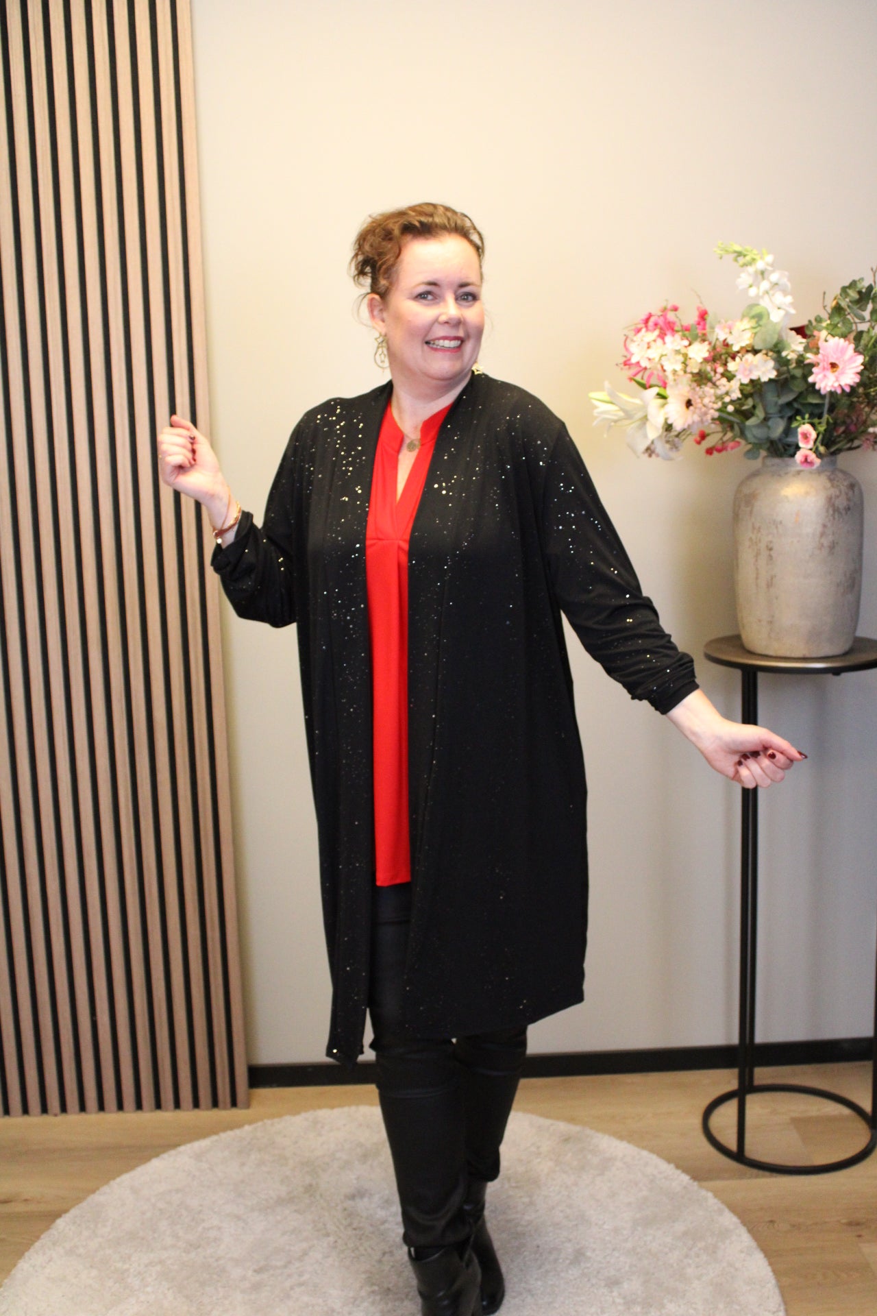 Lauren glitter | Dun vestje lang zwart 38 t/m 48