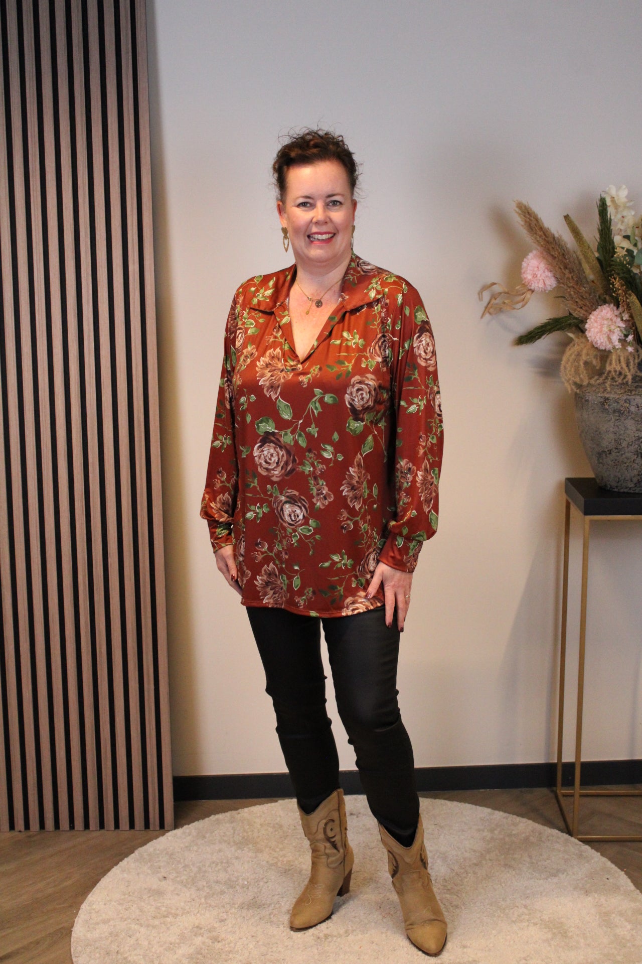 Emma | Blouse oranje met kraagje 38 t/m 48