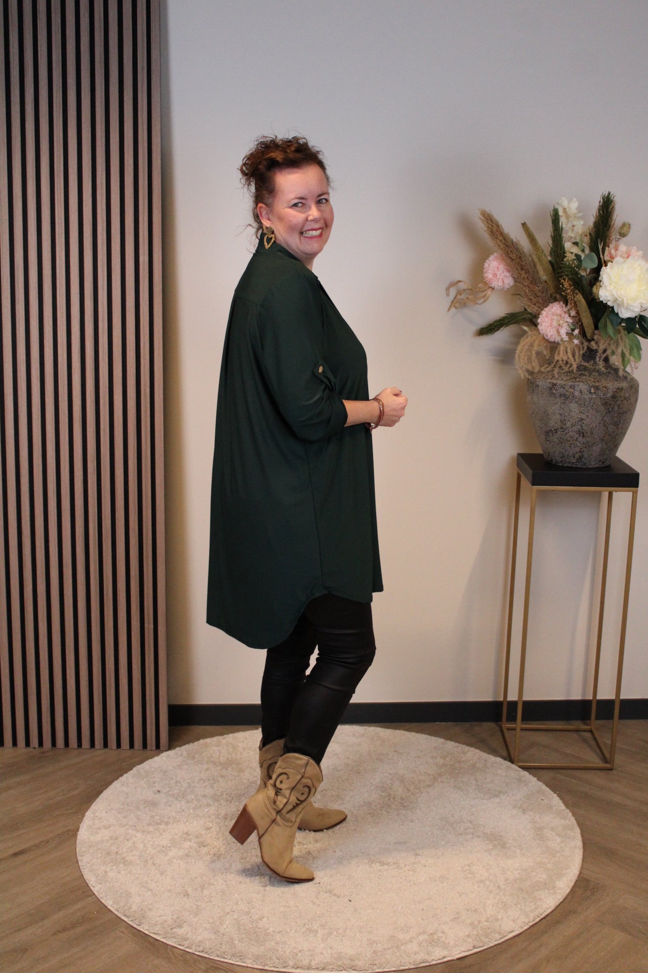 Marieke | tuniek fles groen met kraagje 38 t/m 48