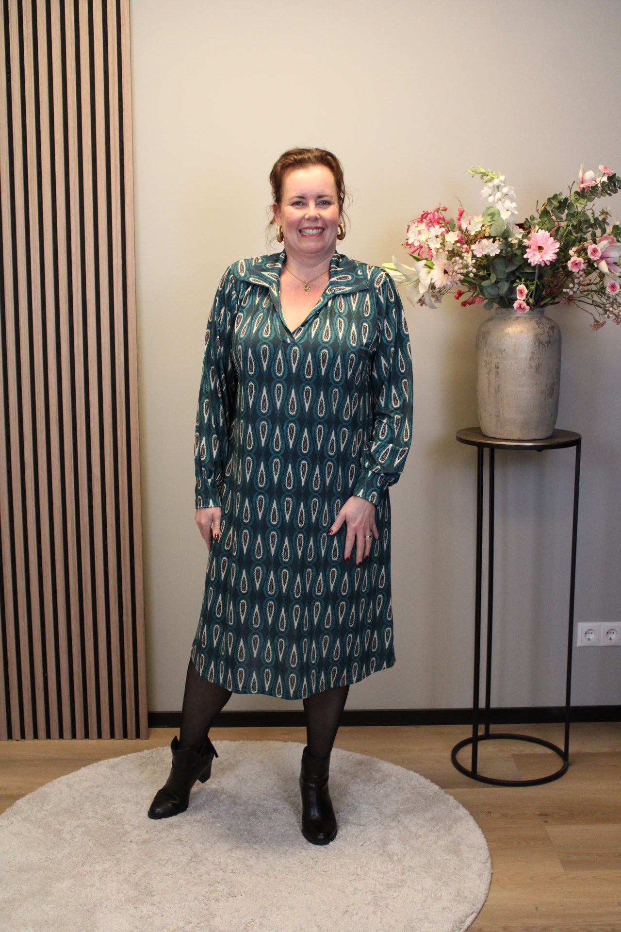 Elara | Jurk aqua met kraagje 46 t/m 50