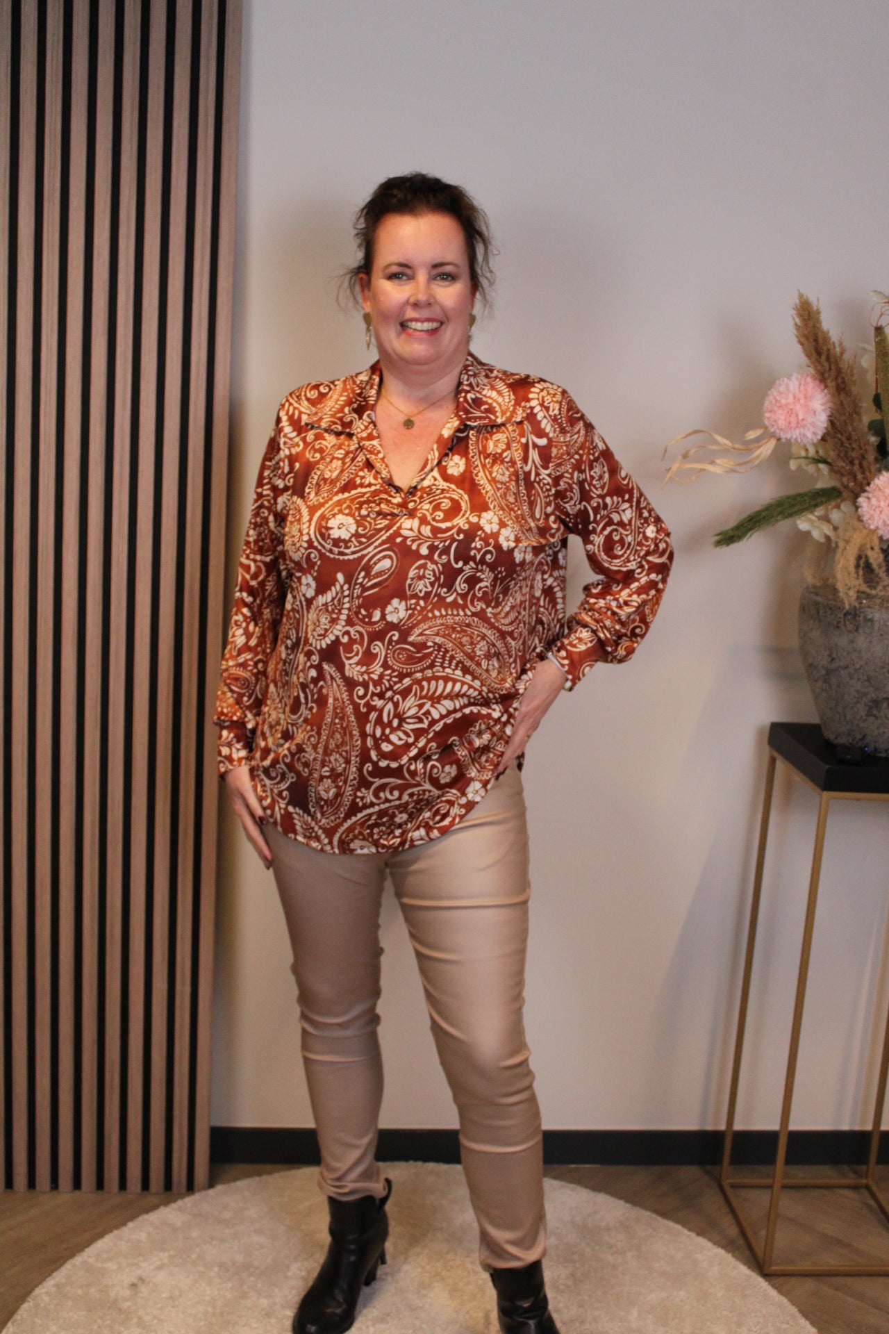 Nika | Blouse met kraagje oranje 48 t/m 52