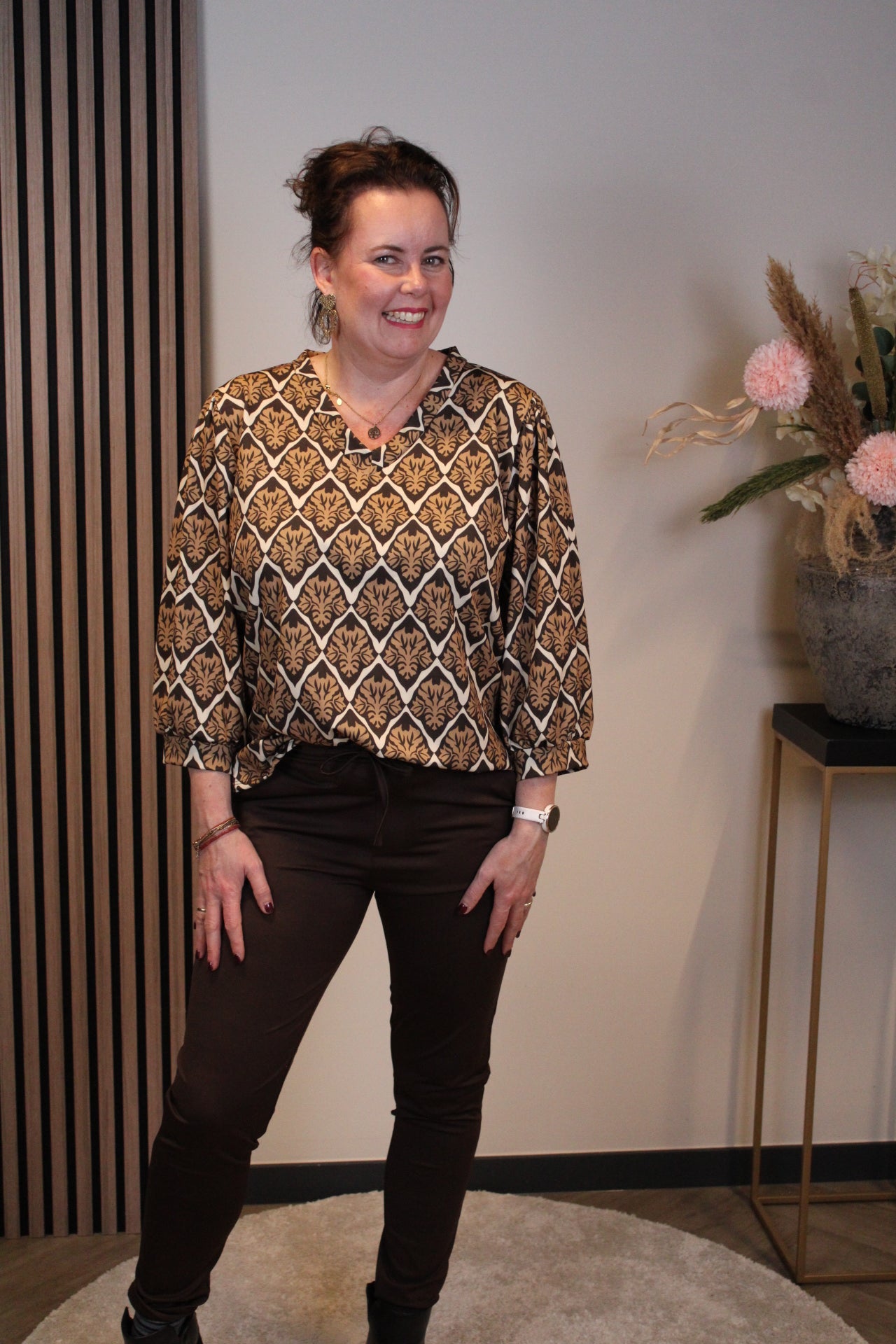 Saar | Top bruin 3/4-mouw 46 t/m 50