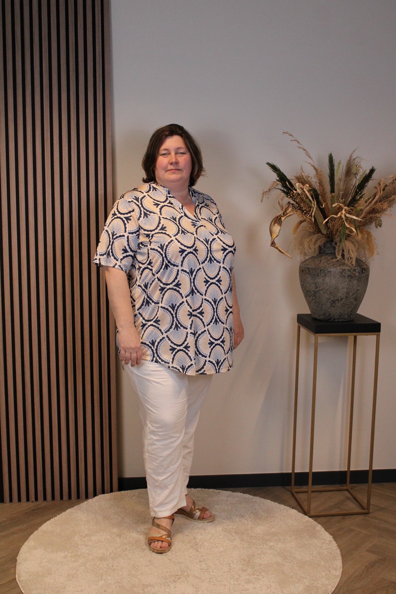 Jade | Blouse blauw korte mouw 52 t/m 58