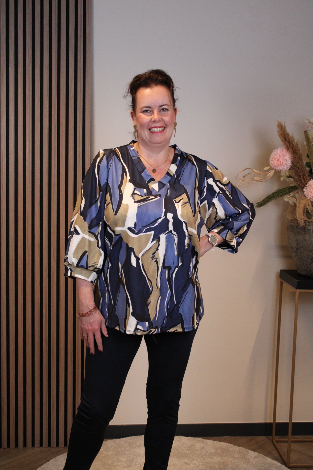 Sofia | Top blauw 3/4-mouw 46 t/m 50