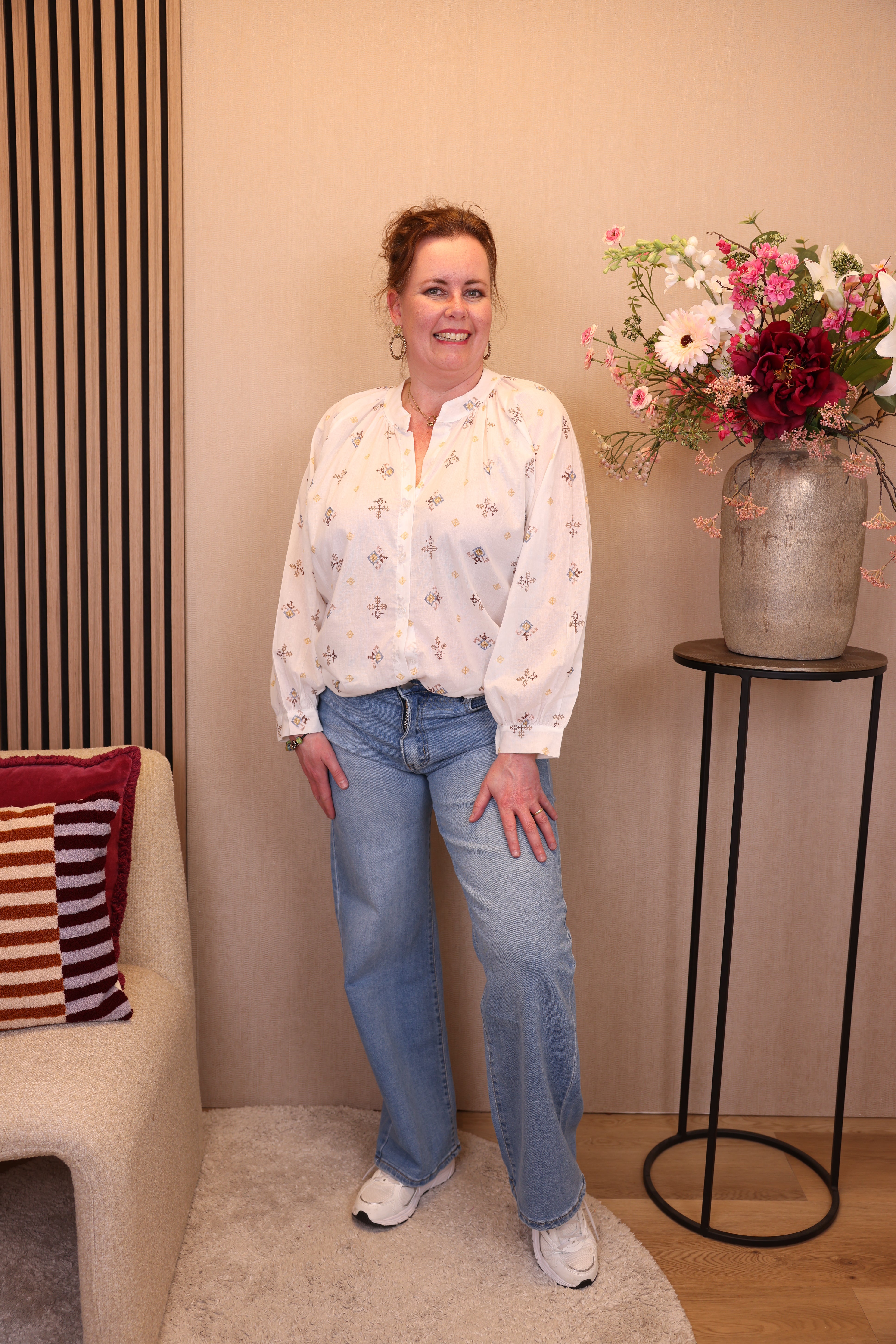 Nina | Blouse wit/bruin