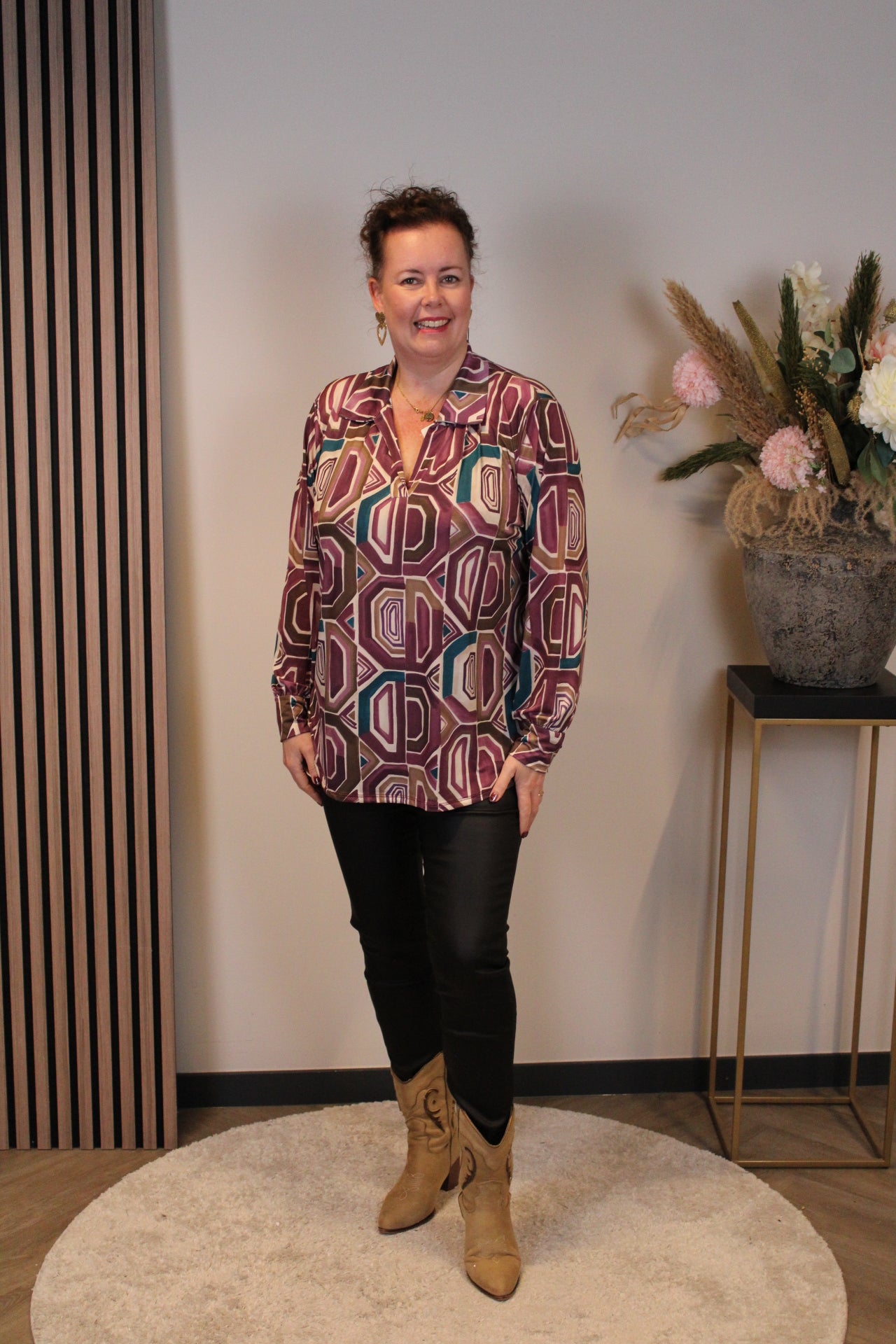 Eefje | Blouse met kraagje roze 48 t/m 52