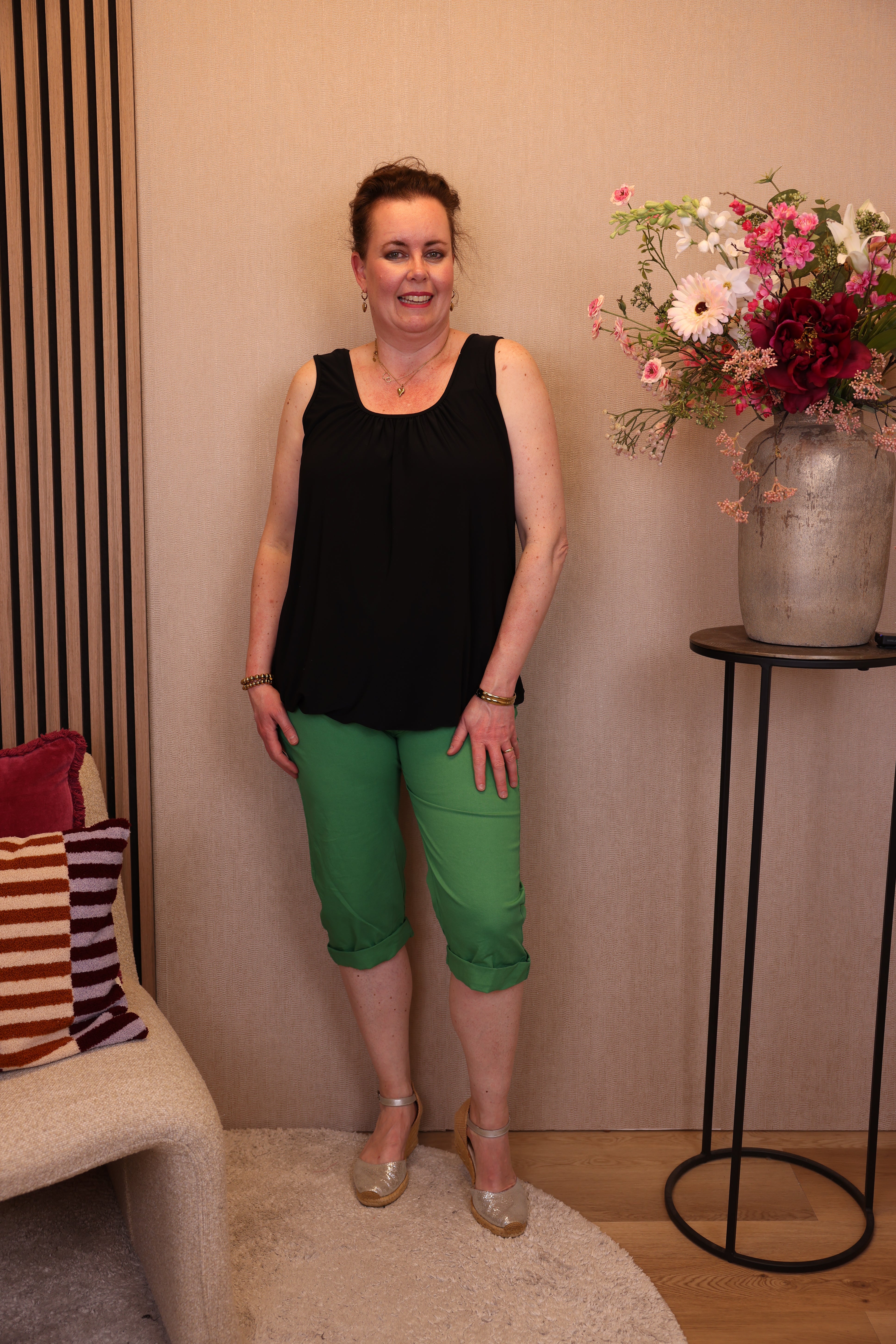 Anouk | Stretch capri broek appel groen