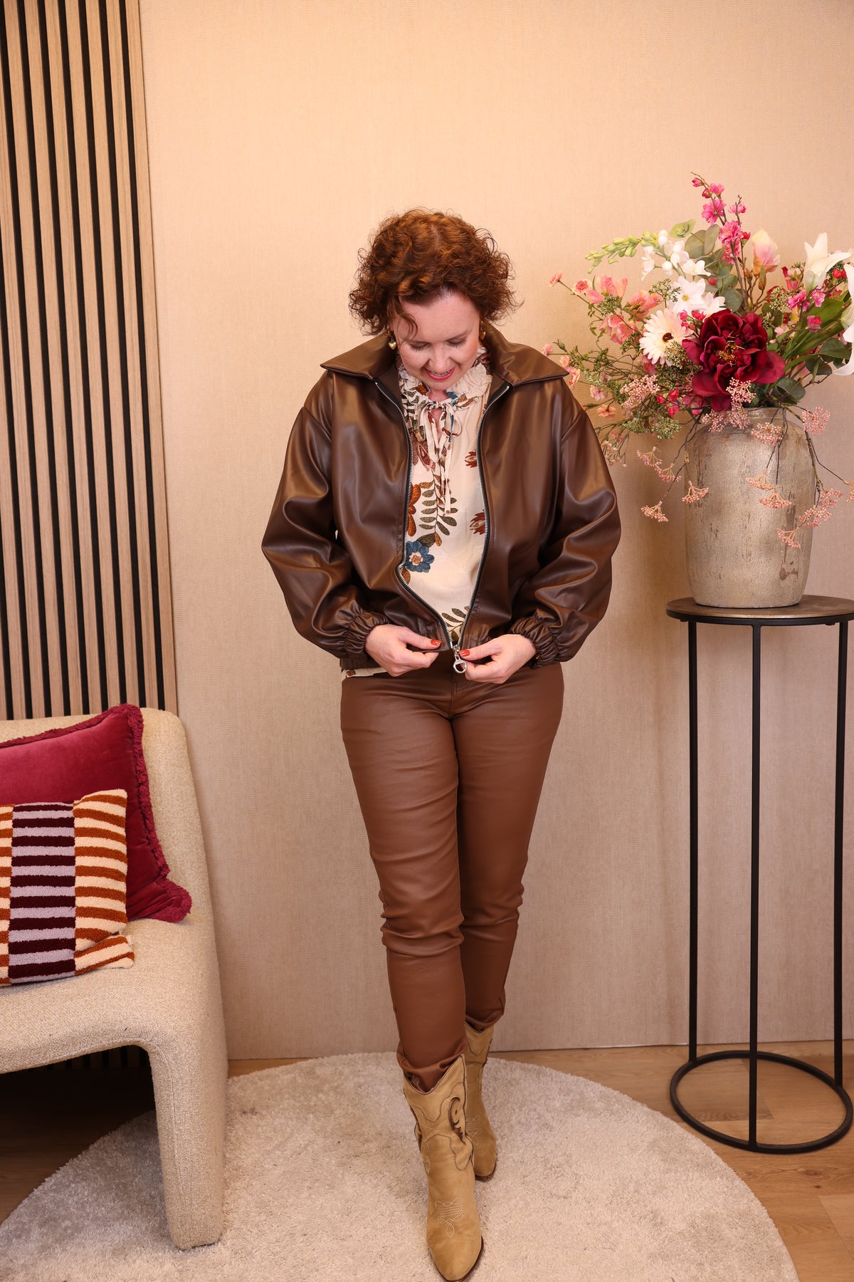Kaia | leatherlook jasje bruin