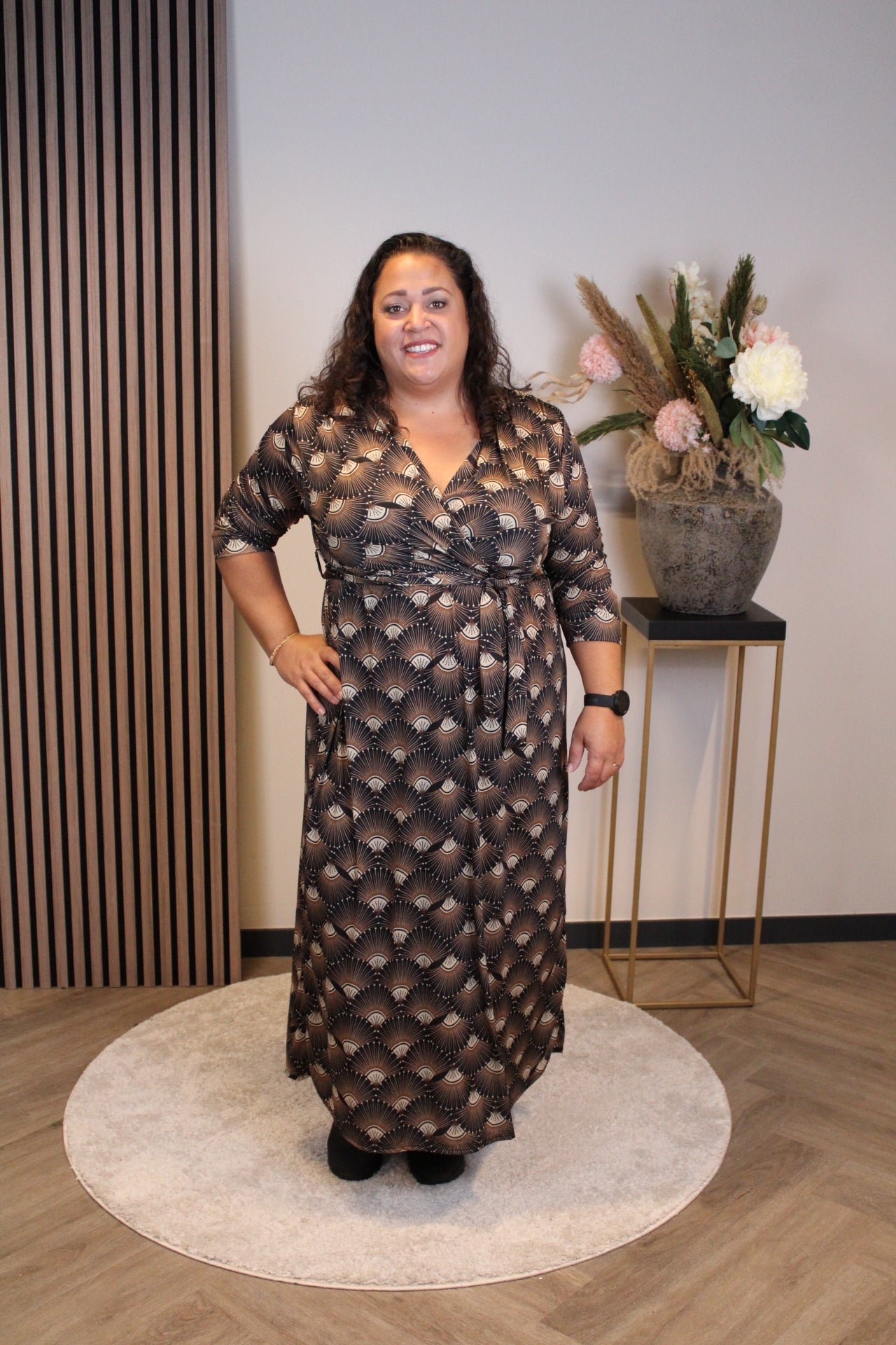 Odette| Jurk zwart lange mouw 50 t/m 54