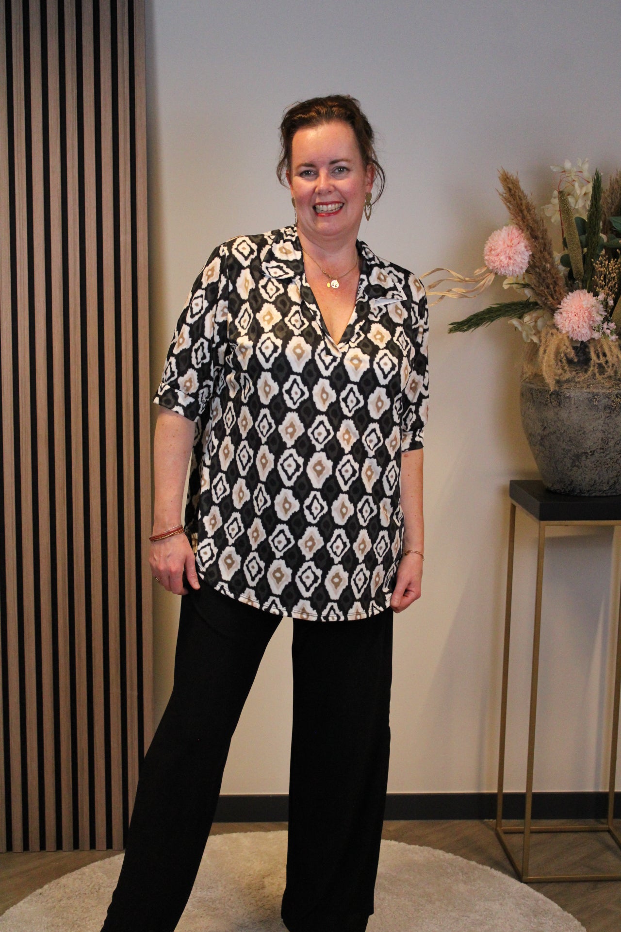 Noemi | Blouse met kraagje zwart 38 t/m 48