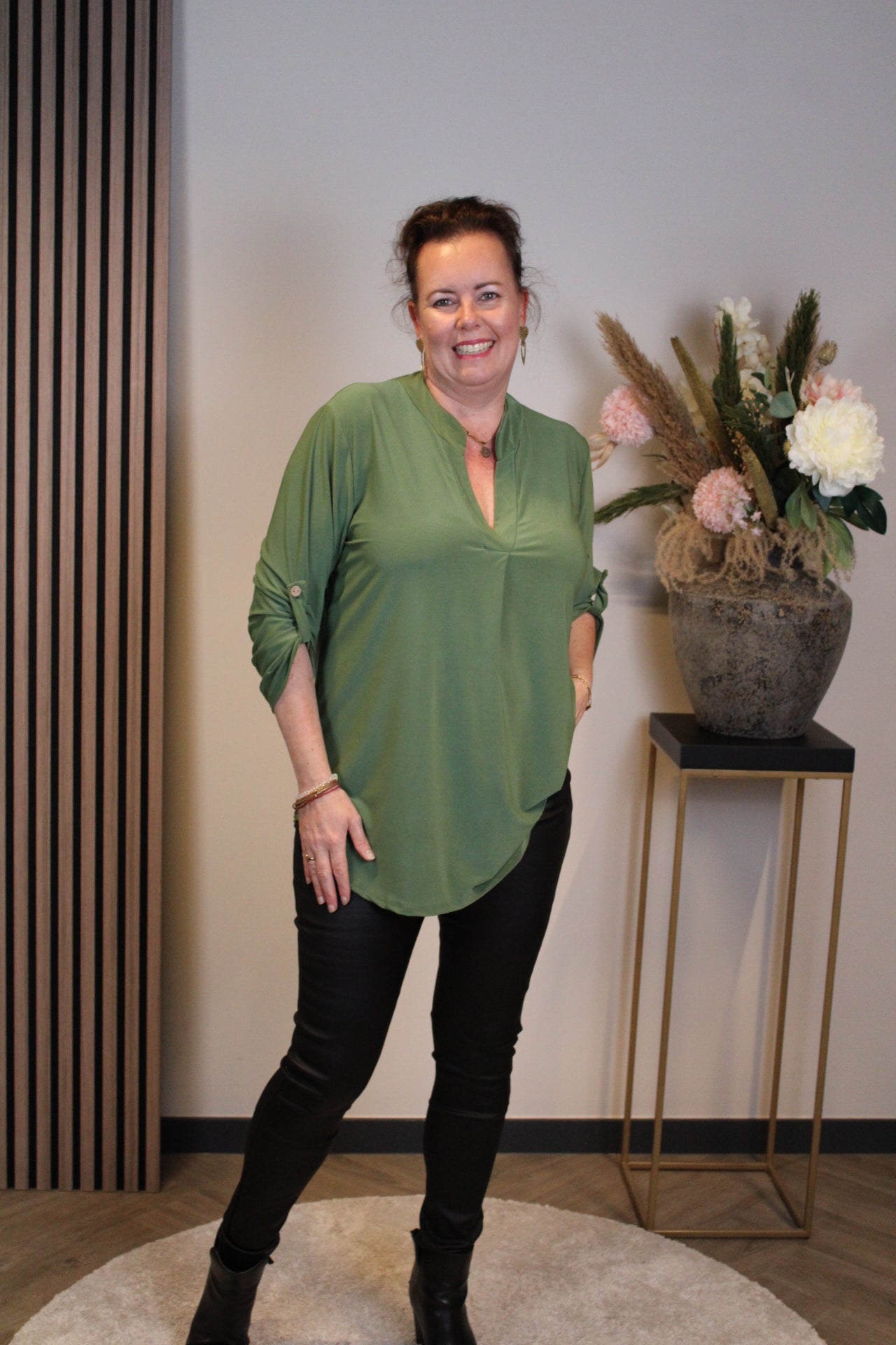 Mara | Blouse groen lange mouw 38 t/m 48