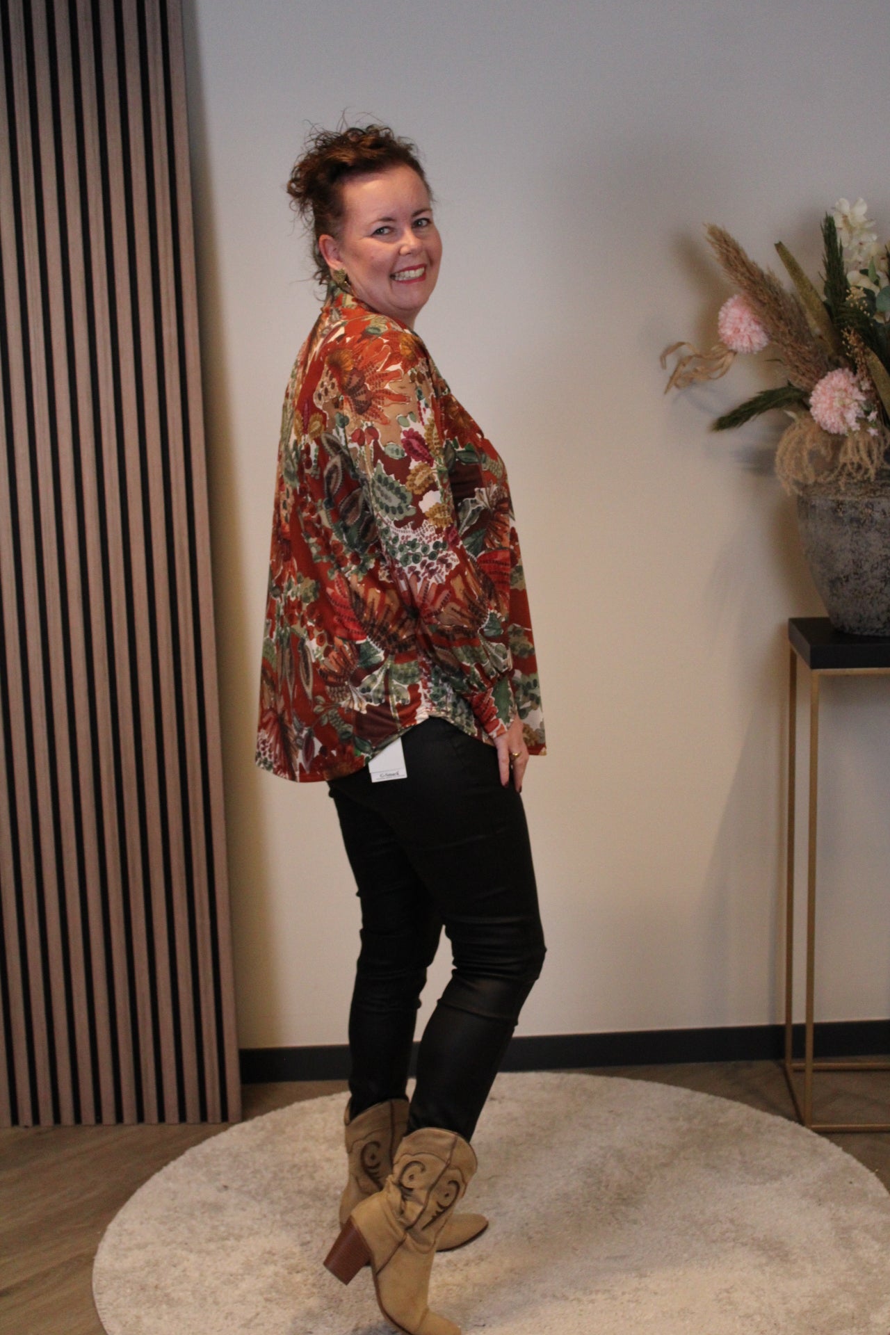 Helena | Blouse oranje met kraagje 38 t/m 48