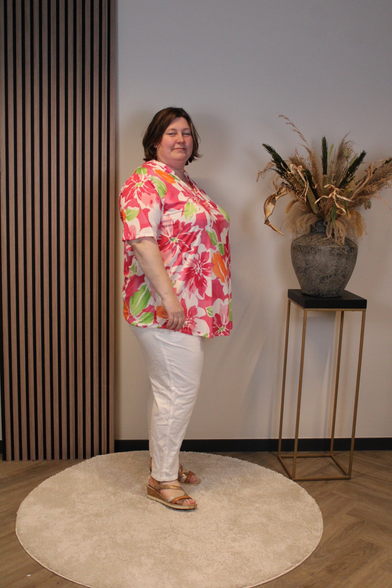 Maartje | Blouse roze korte mouw 52 t/m 58