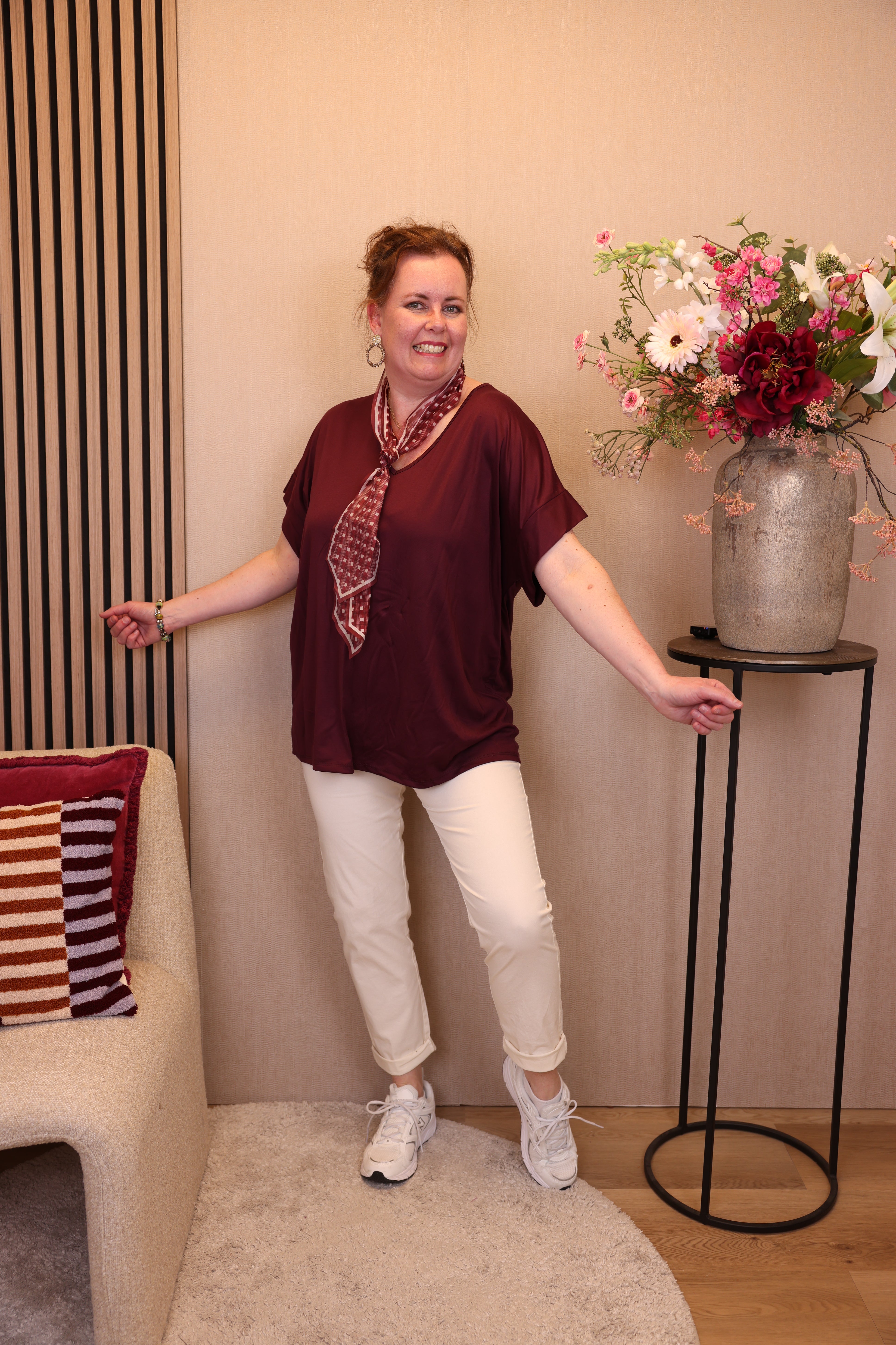 Ina | Top bordeaux + gratis sjaal