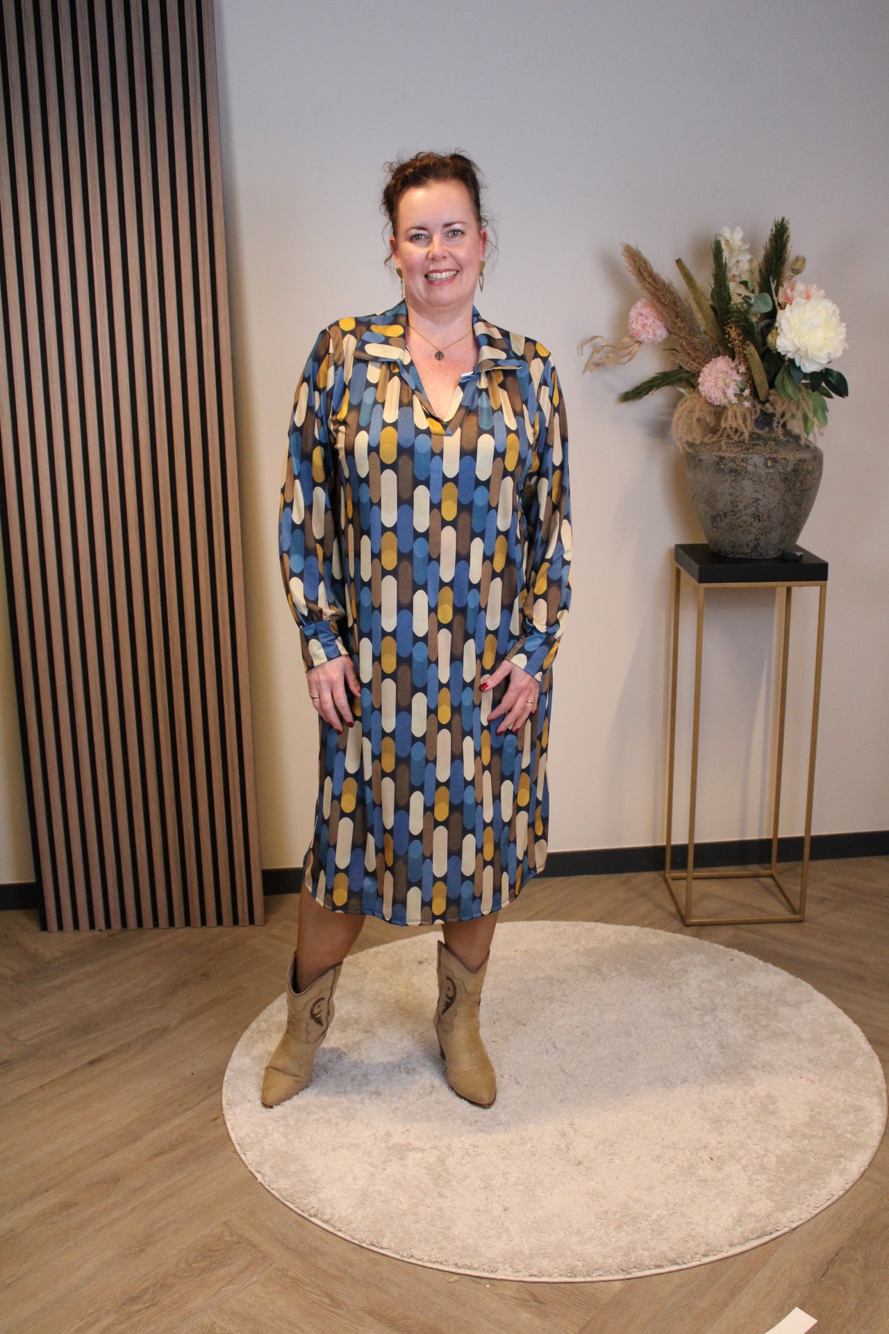 Sabine | Jurk blauw met kraagje 38 t/m 46