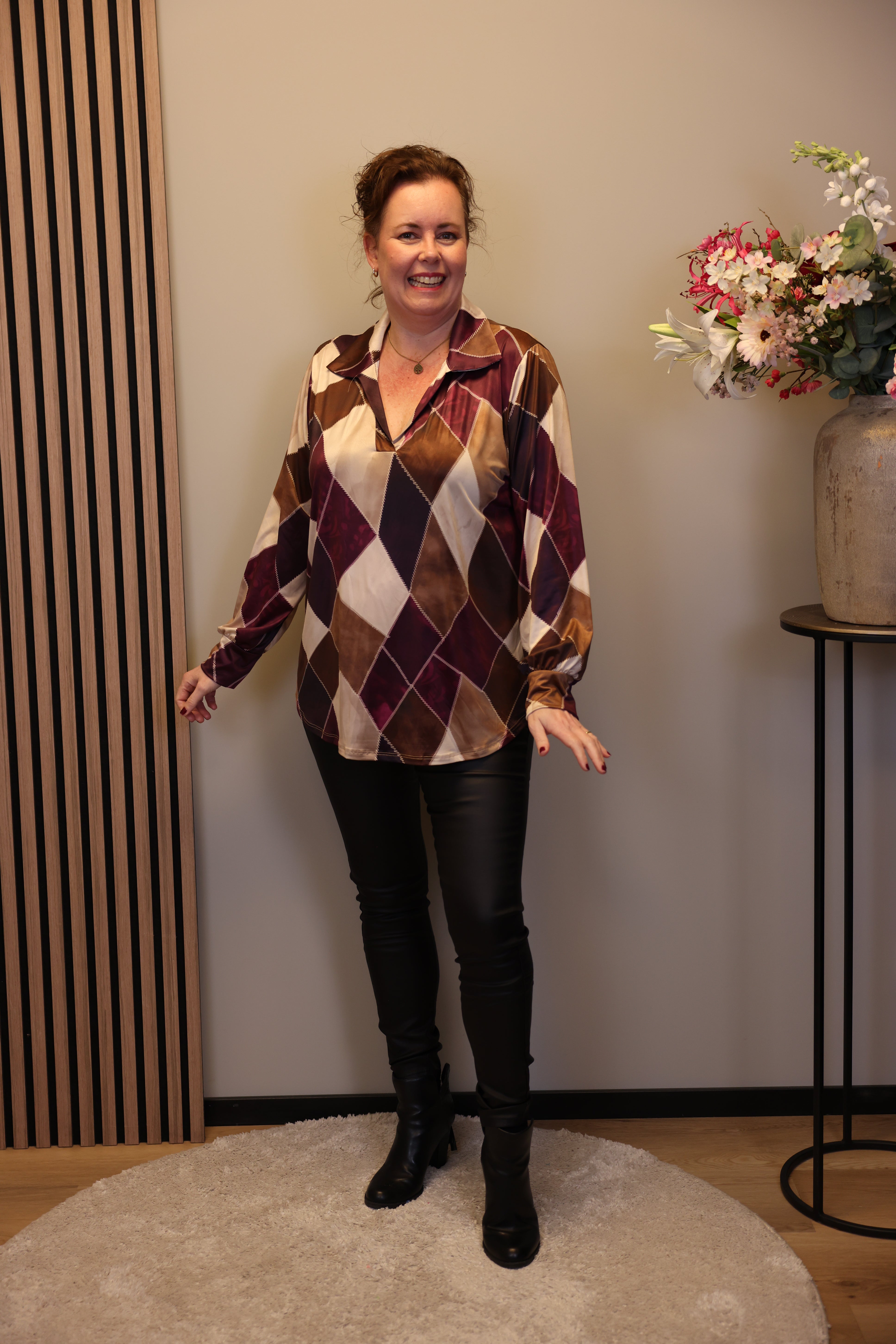 Lotta | Blouse roze met kraagje 48 t/m 52