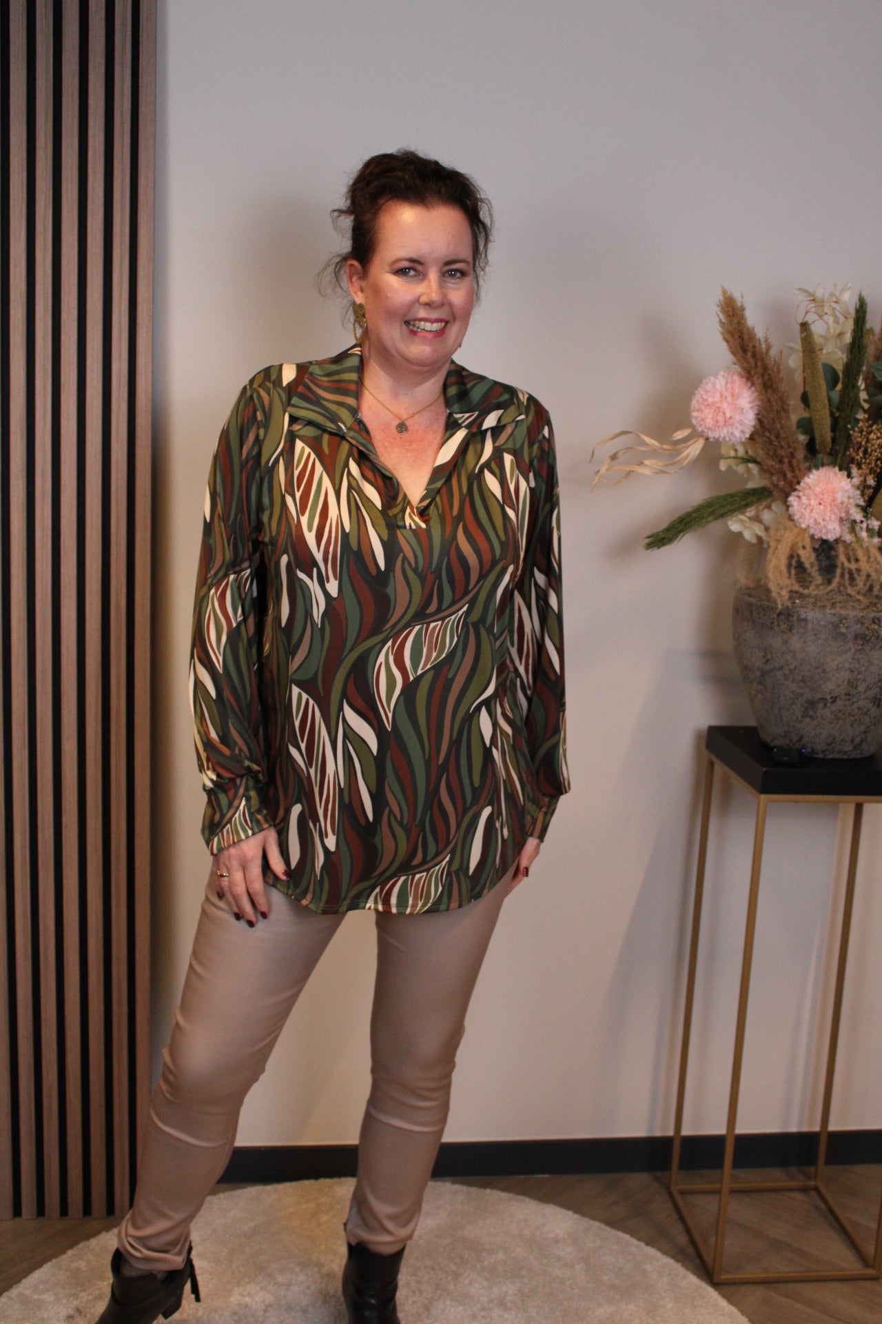 Lexi | Blouse met kraagje groen 48 t/m 52