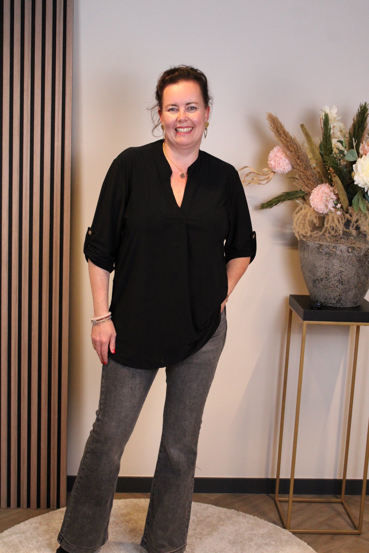 Mara | Blouse zwart lange mouw 48 t/m 52
