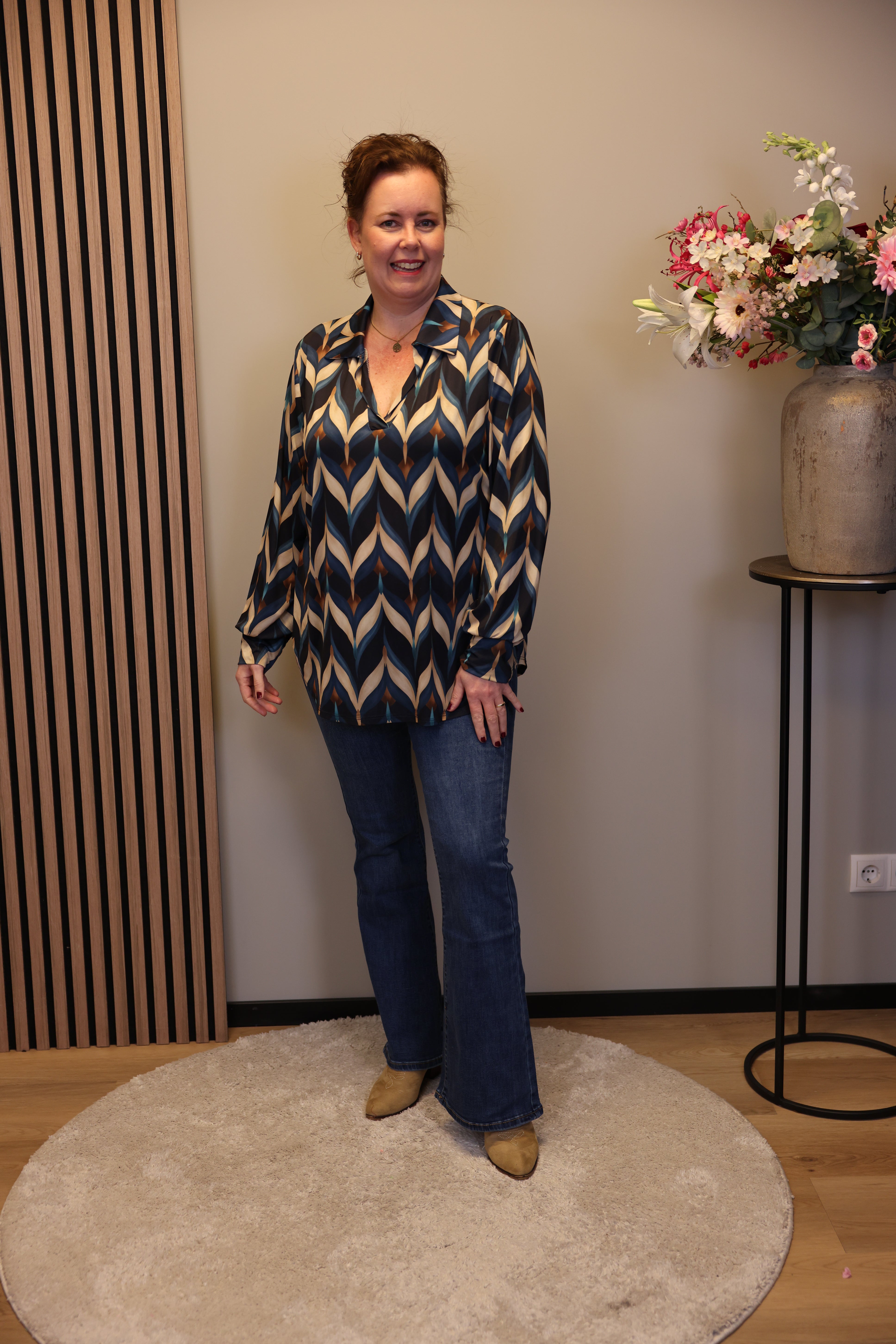 Fabienne | Blouse blauw met kraagje 48 t/m 52