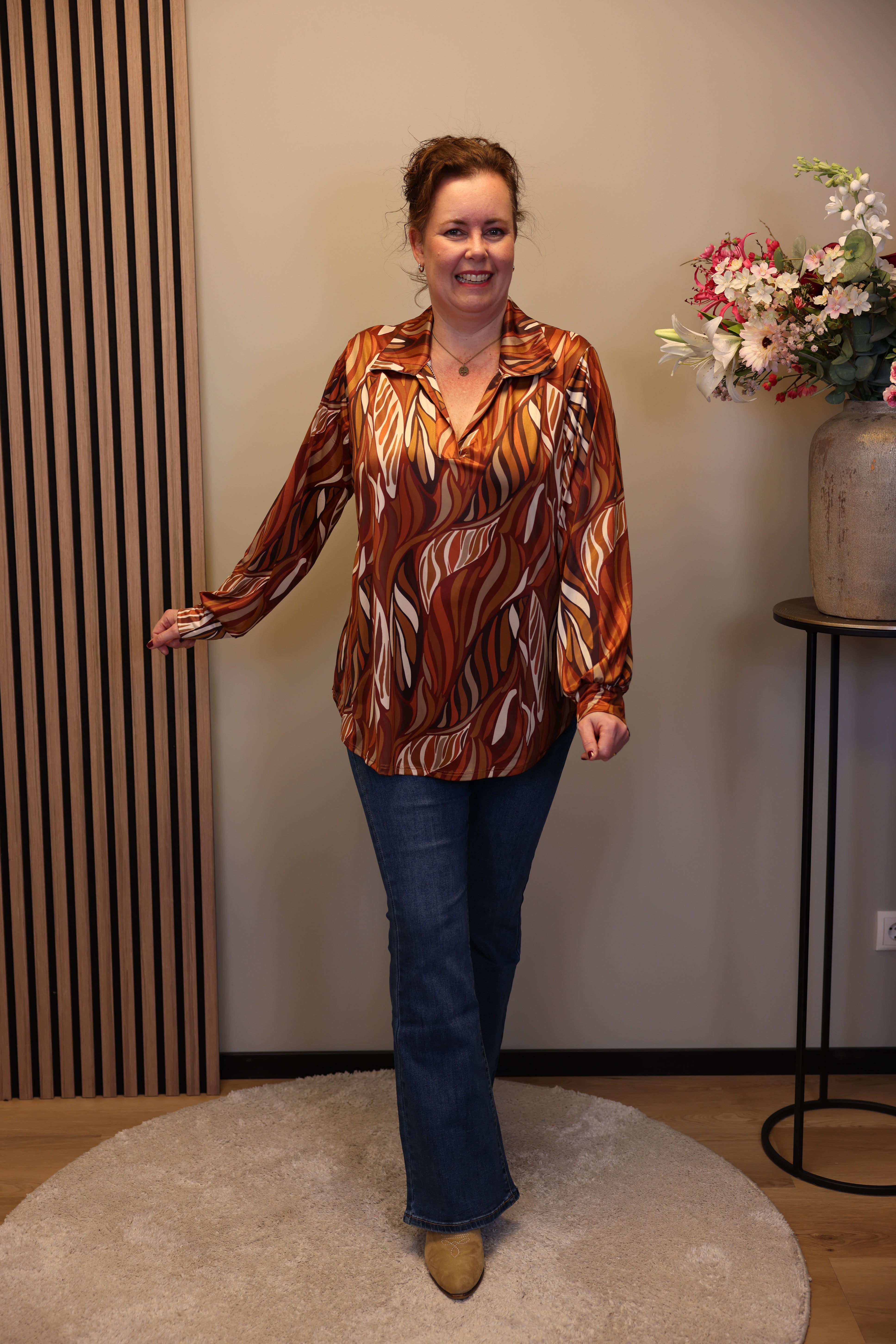 Lexi | Blouse oranje met kraagje oranje 48 t/m 52