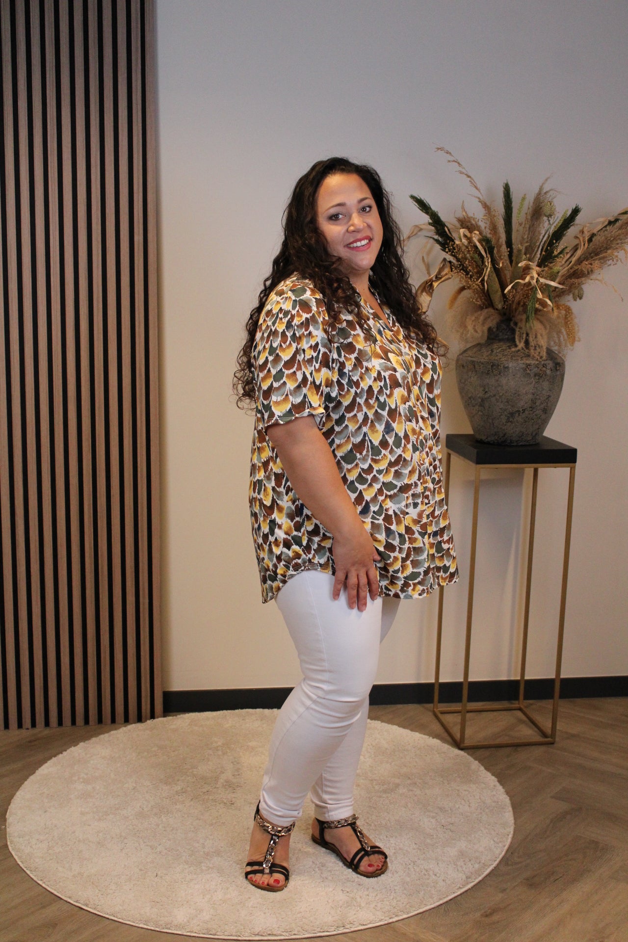 Lente | Blouse geel korte mouw 48 t/m 52
