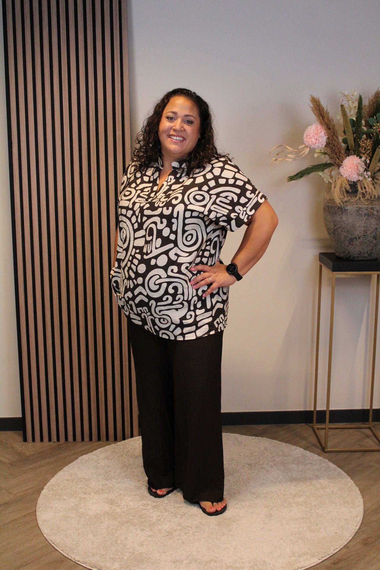 Sanne | Top bruin viscose