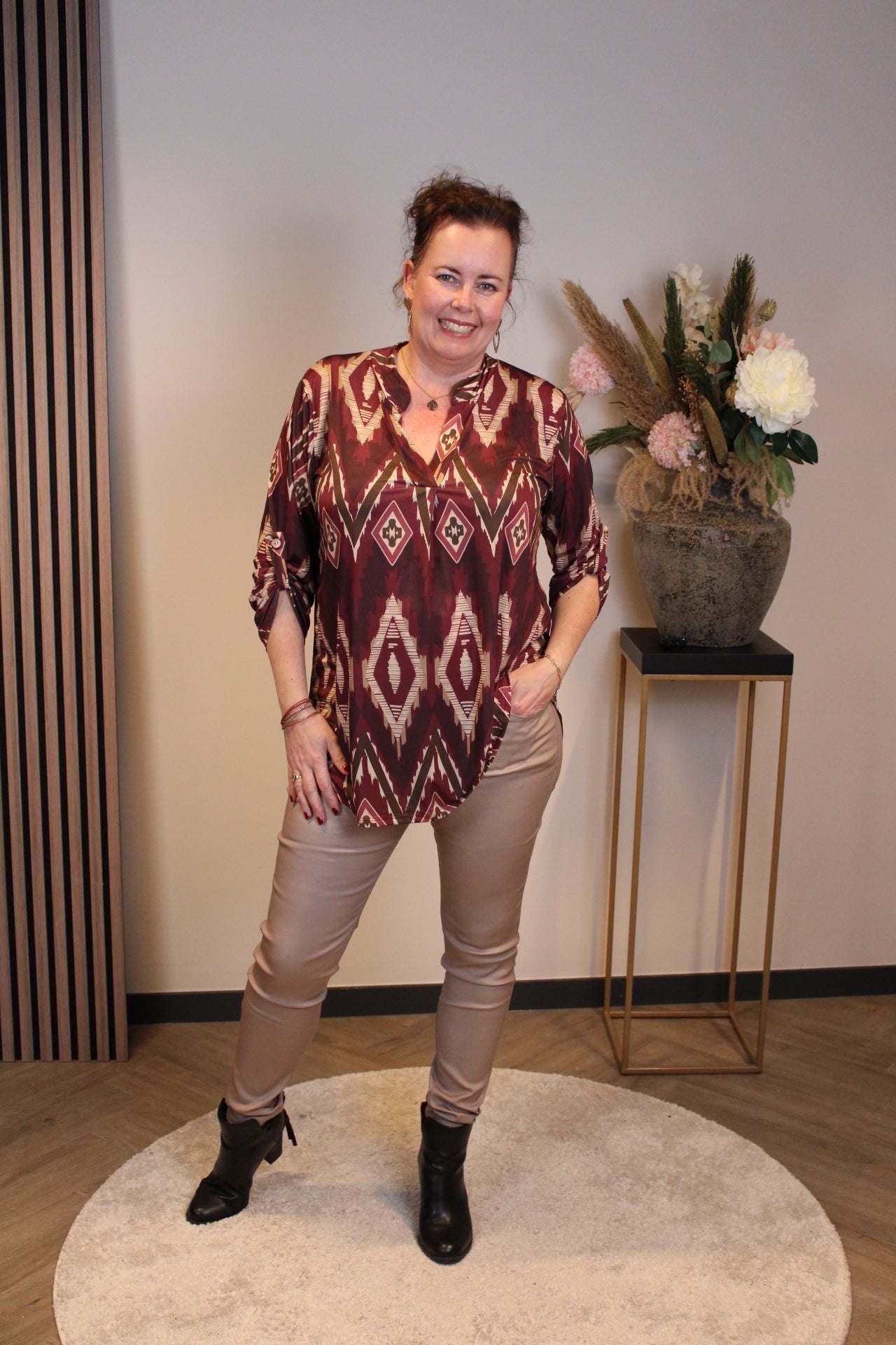 Claire | Blouse roze lange mouw 52 t/m 58