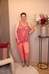Anne | Stretch broek koraal