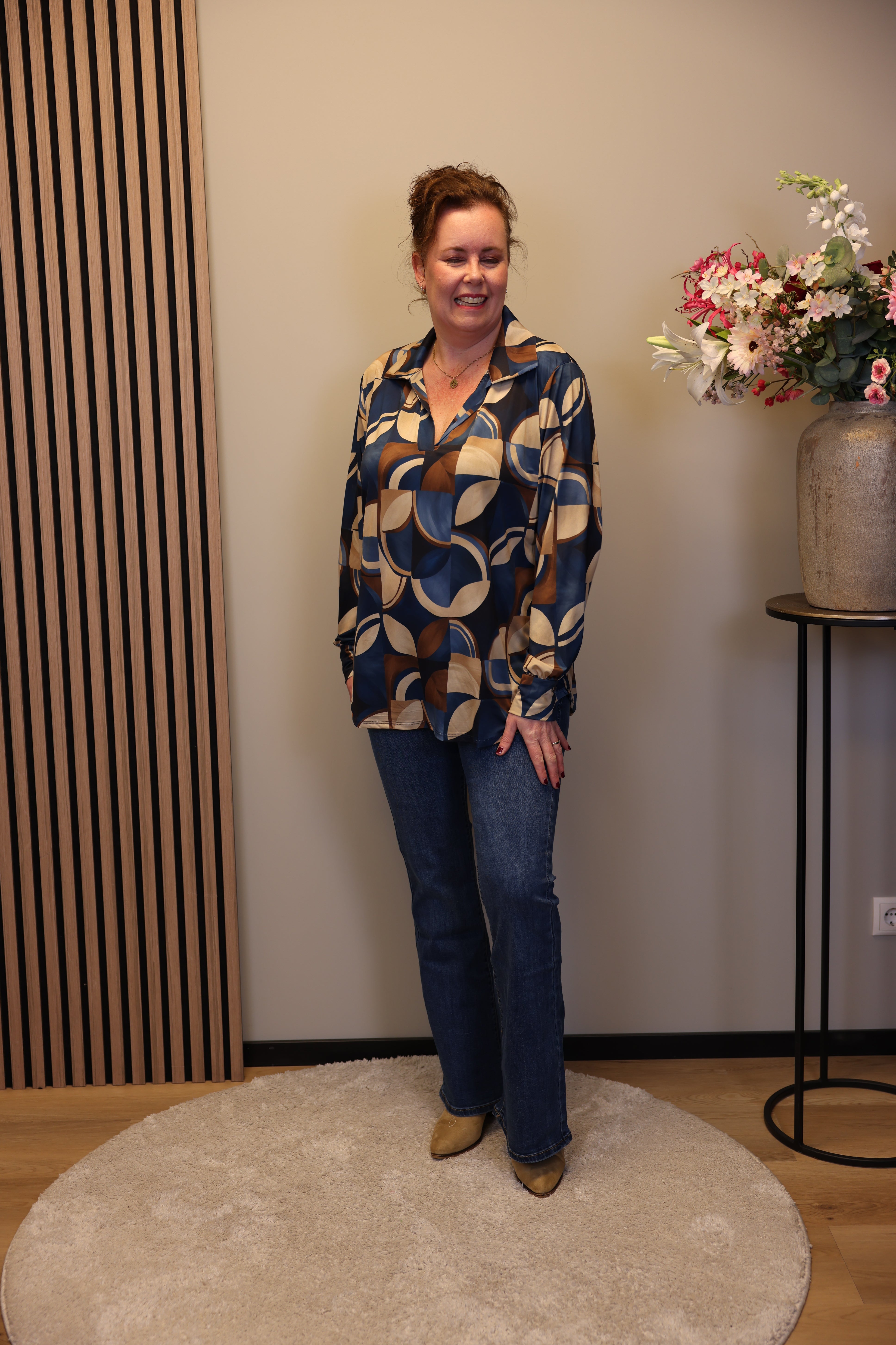 Imke | Blouse blauw met kraagje 38 t/m 48