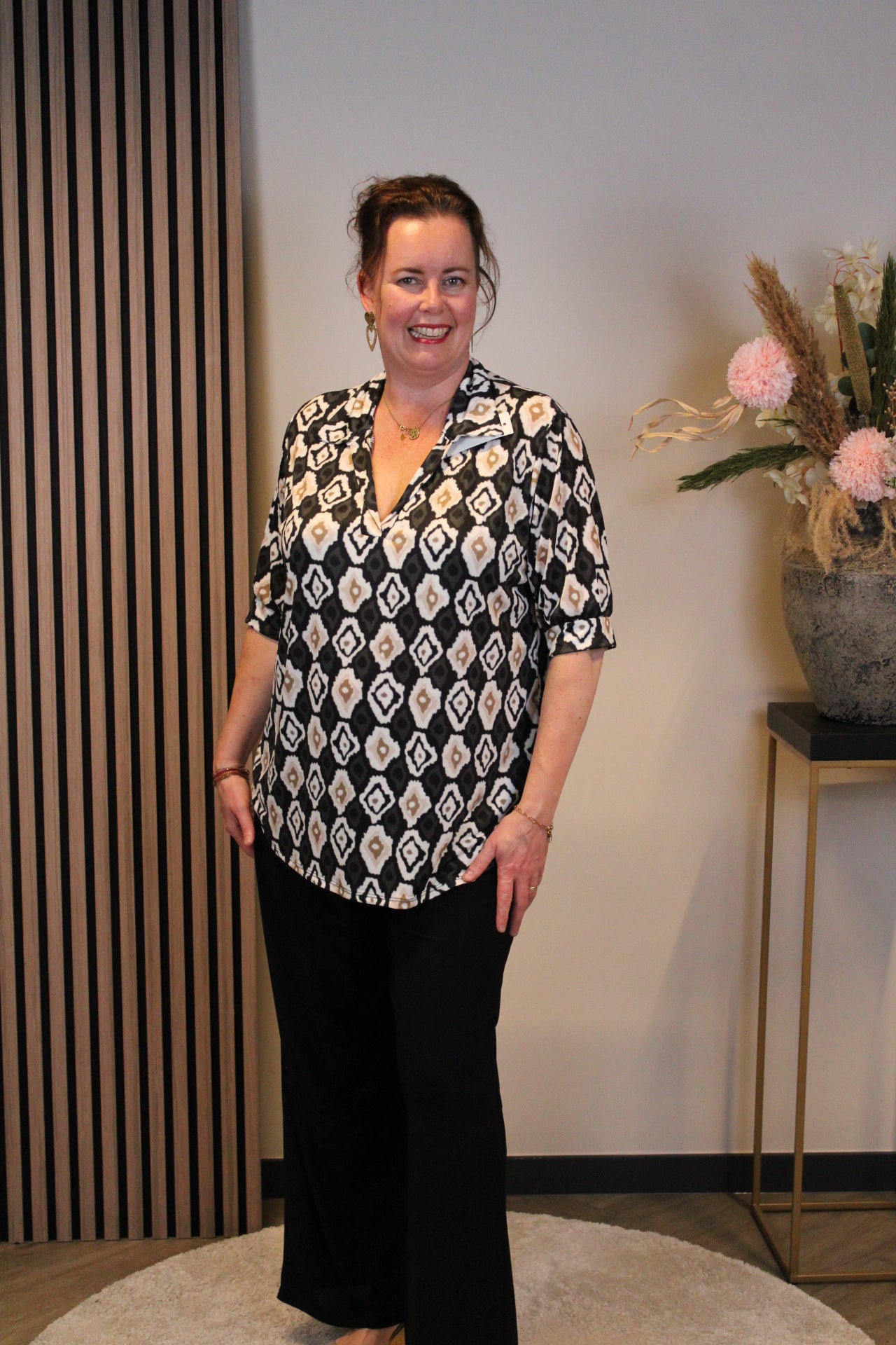 Noemi | Blouse met kraagje zwart 38 t/m 48
