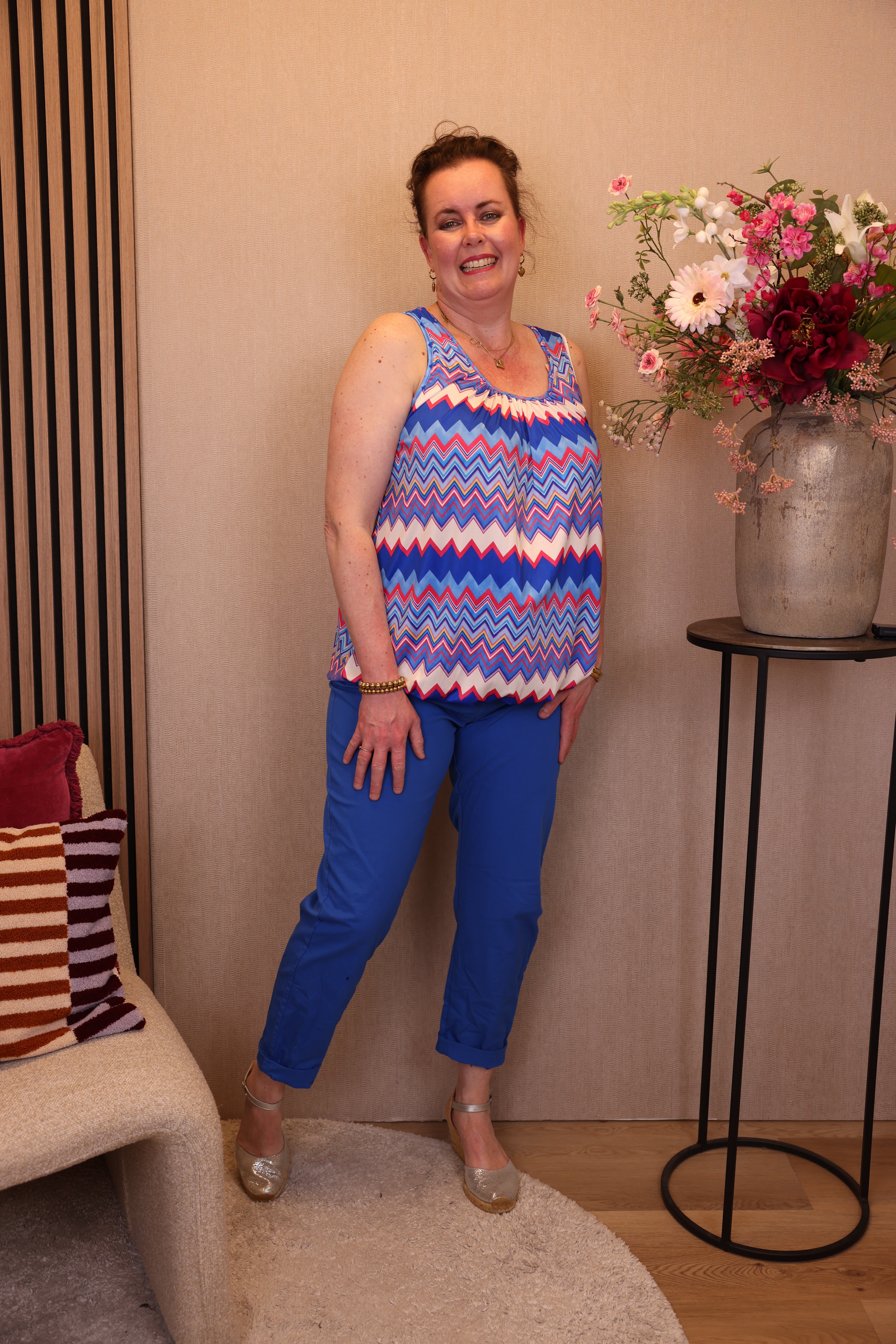 Anne | Stretch broek kobalt