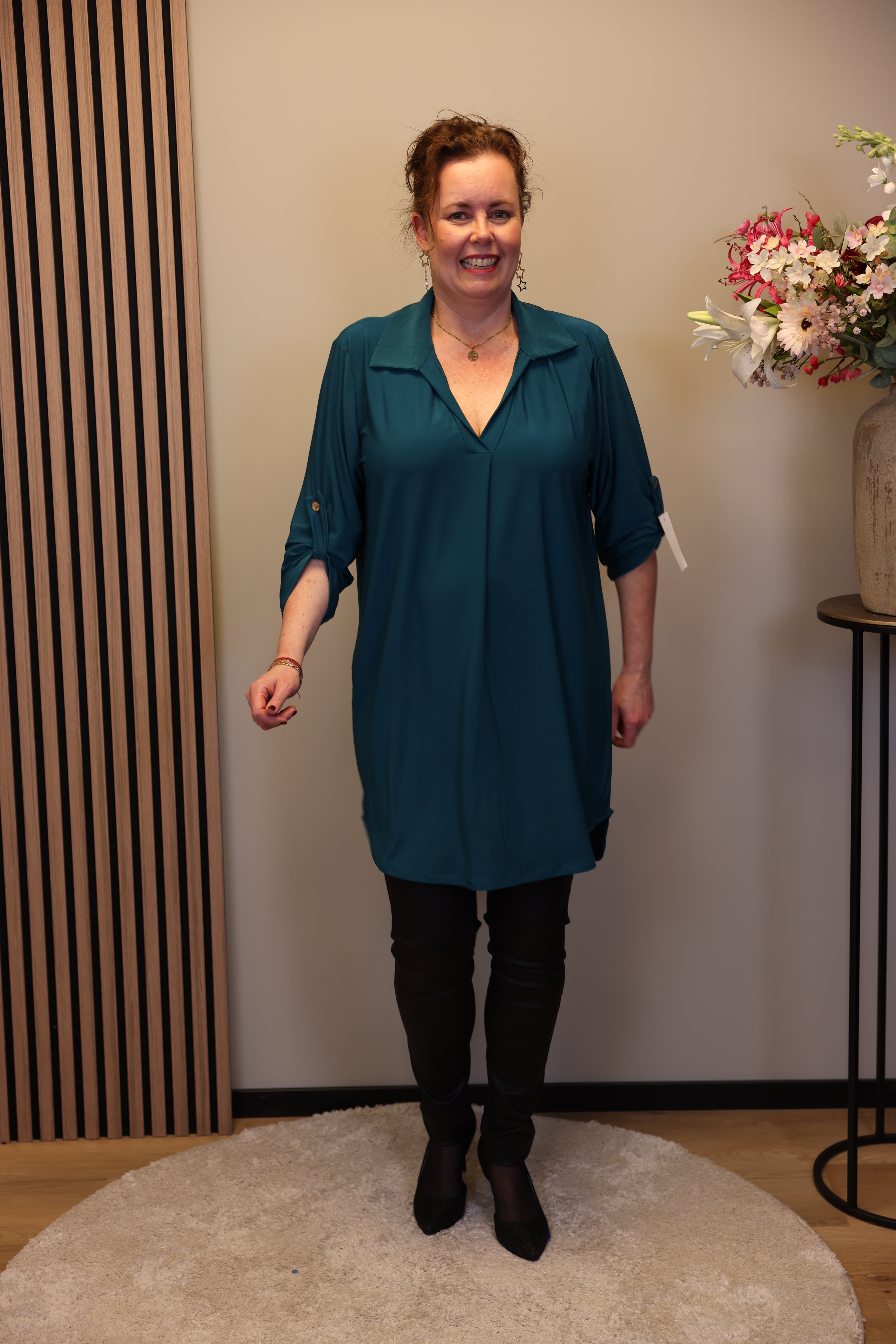 Marieke | Tuniek aqua met kraagje 48 t/m 52