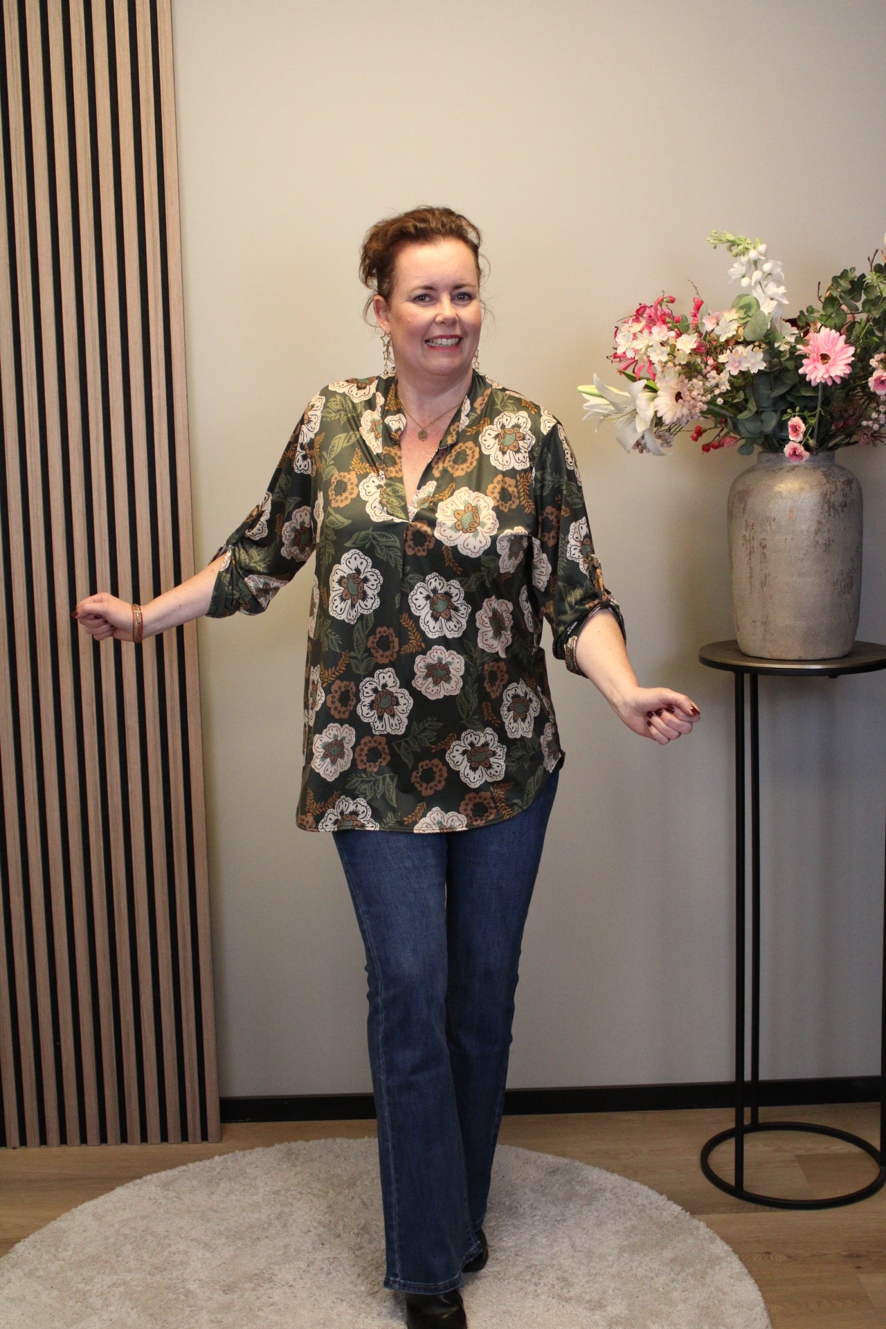 Olivia | Blouse groen lange mouw 48 t/m 52