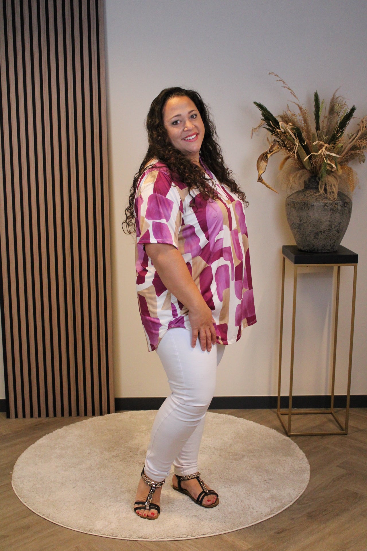 Astrid | Blouse roze korte mouw 48 t/m 52