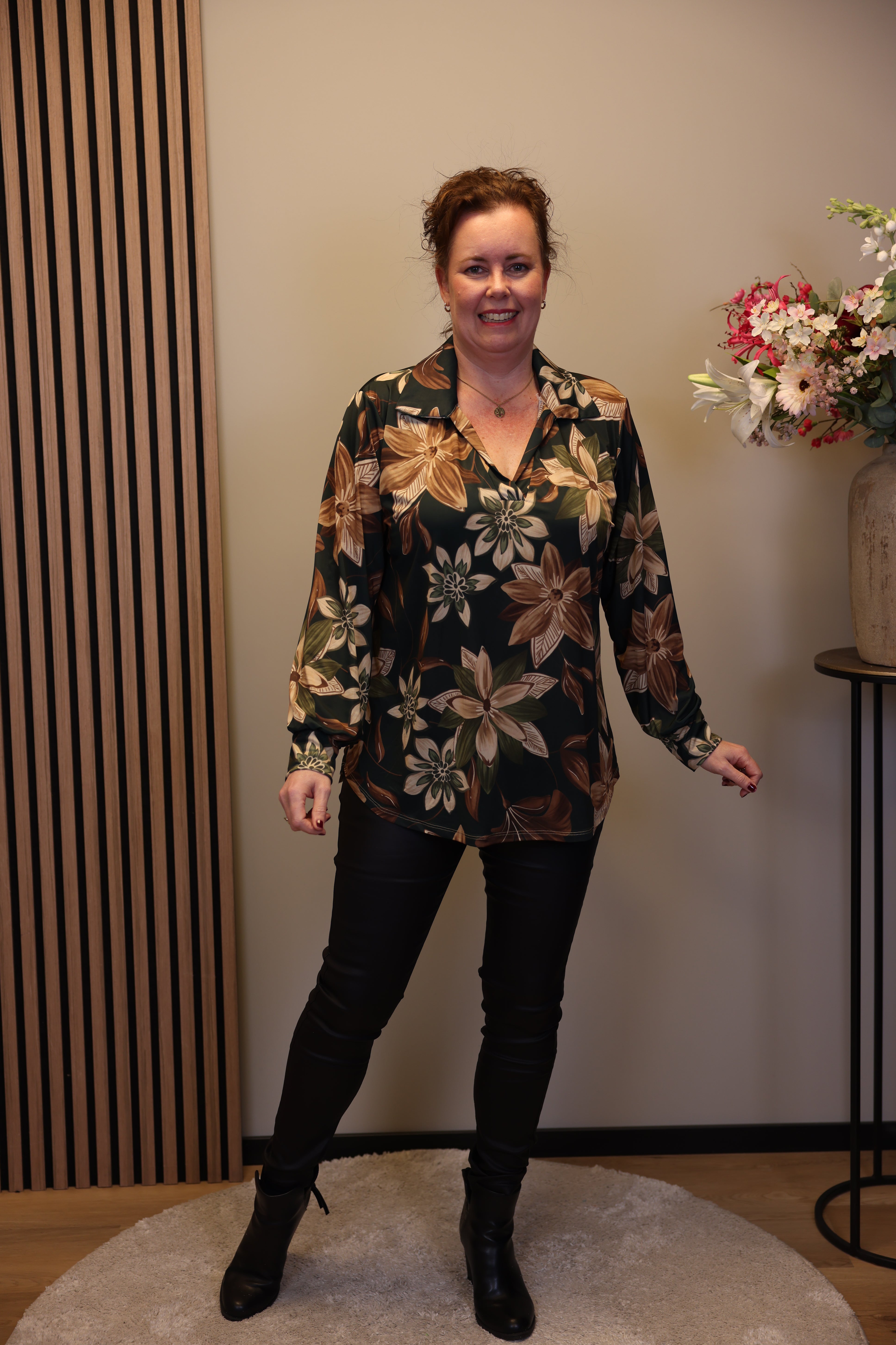 Patricia | Blouse groen met kraagje