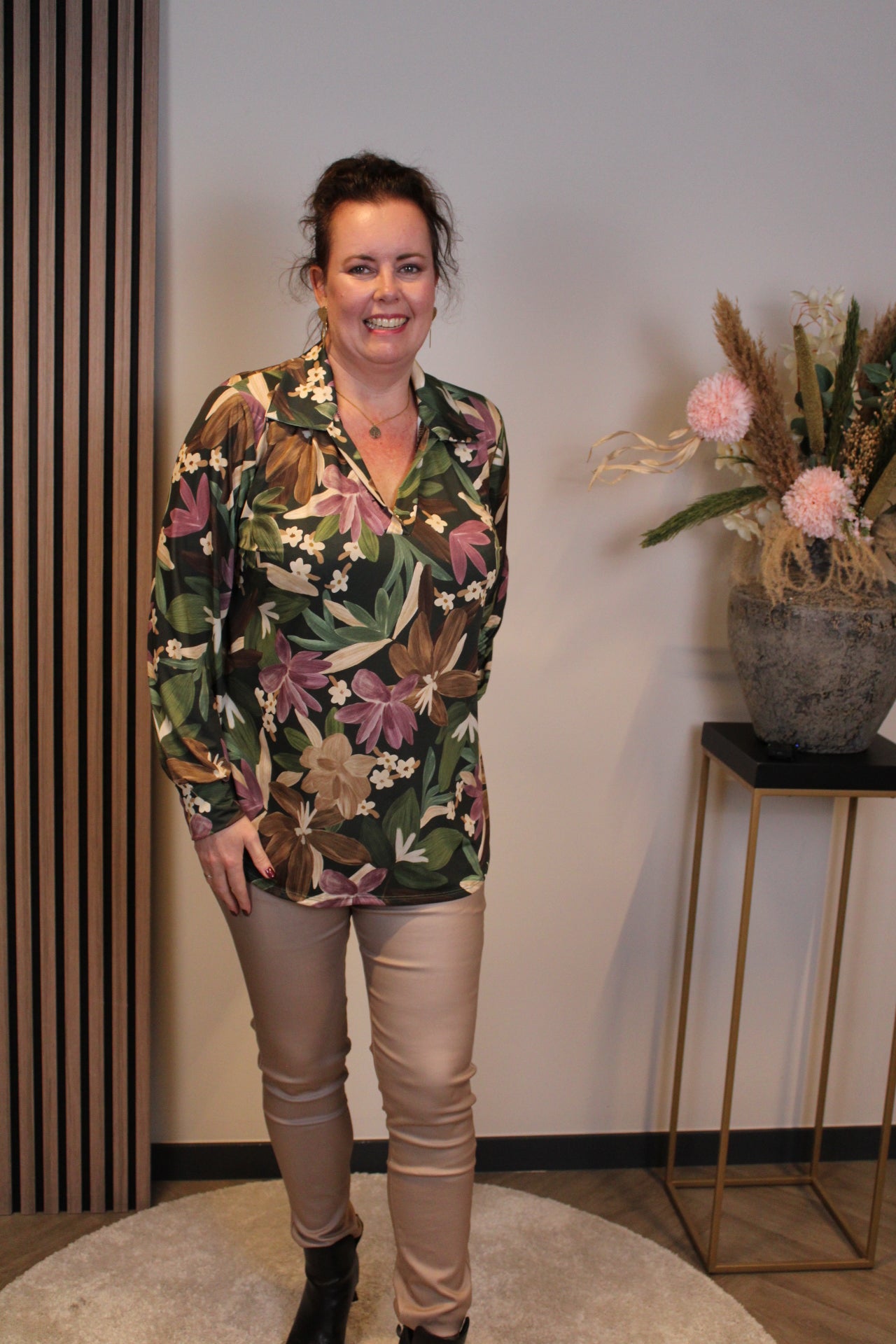 Verona | Blouse groen met kraagje 38 t/m 48