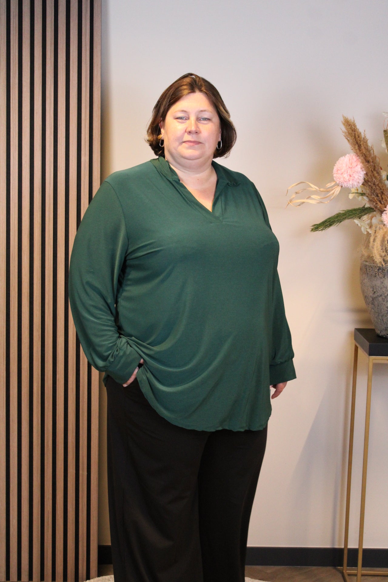 Sara | Blouse lange mouw groen 52 t/m 58