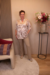 Lieneke | Flared broek taupe viscose