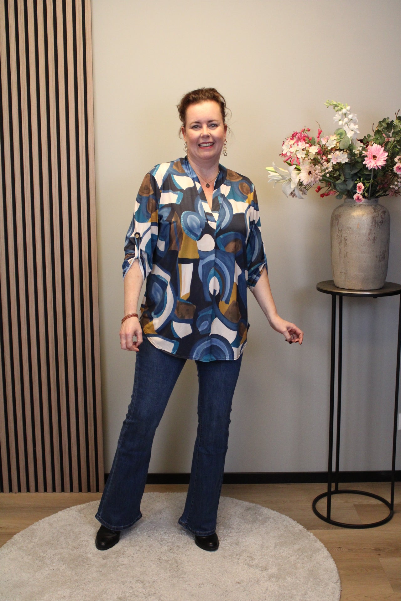 Mette | Blouse blauw lange mouw 38 t/m 48