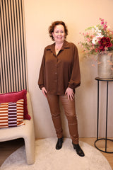 Satine | Blouse bruin 40 - 46