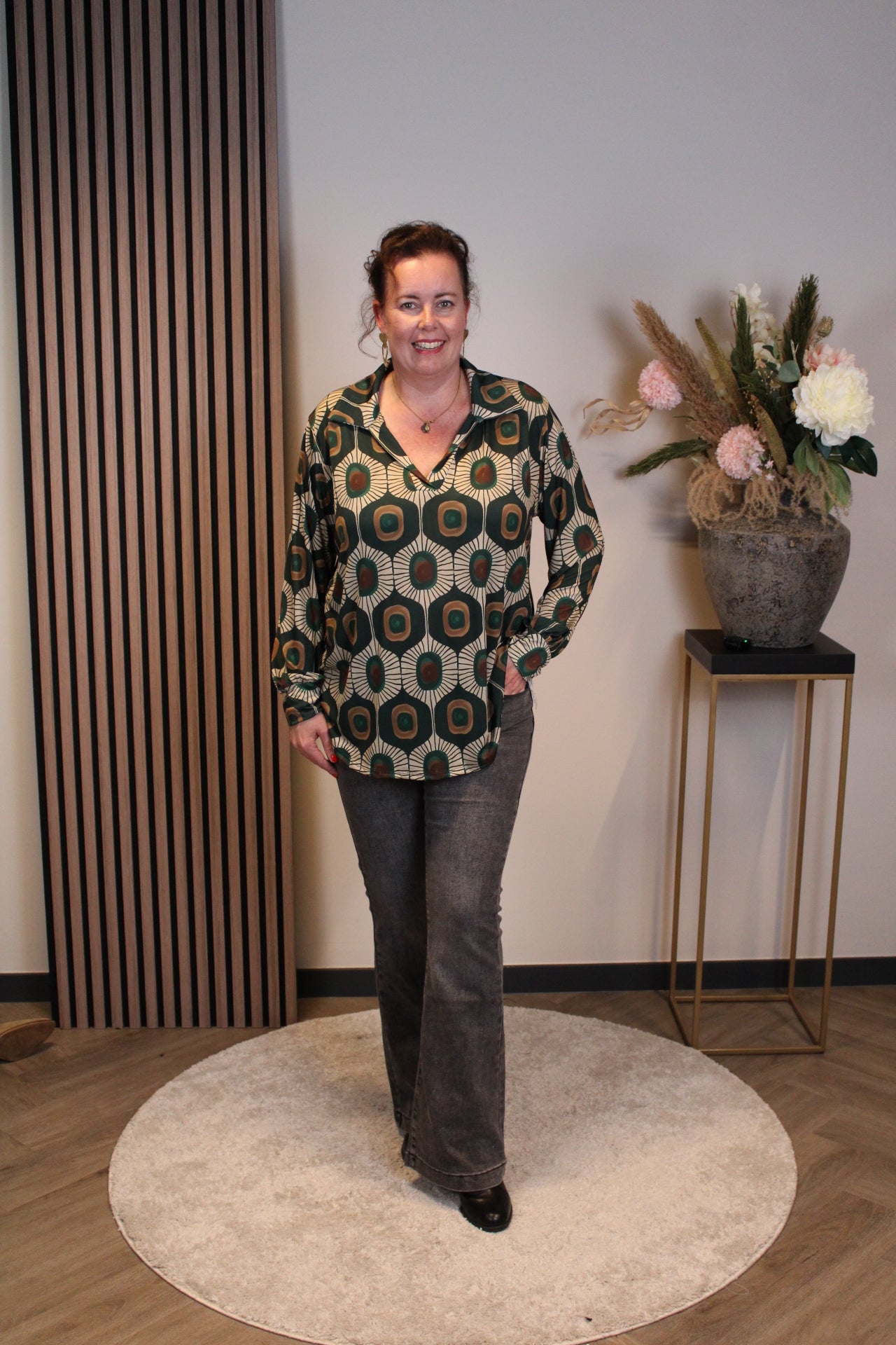 Davina | Blouse groen met kraagje 38 t/m 48