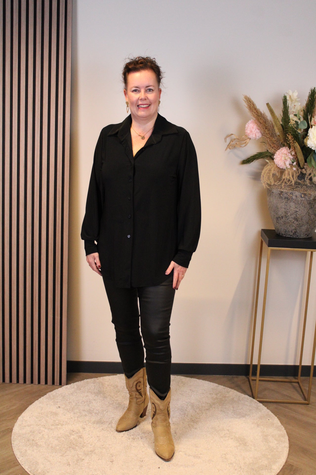Daphne | Blouse met knoopjes zwart 48 t/m 52
