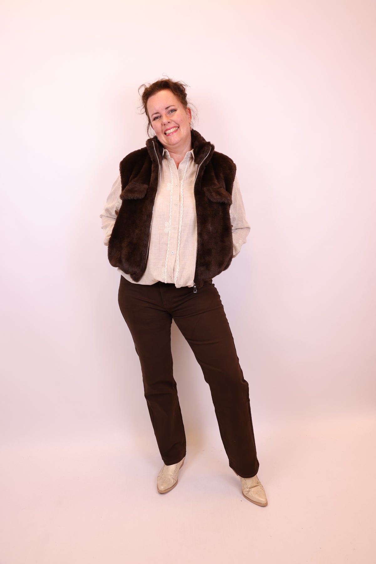Fem | Gilet bruin